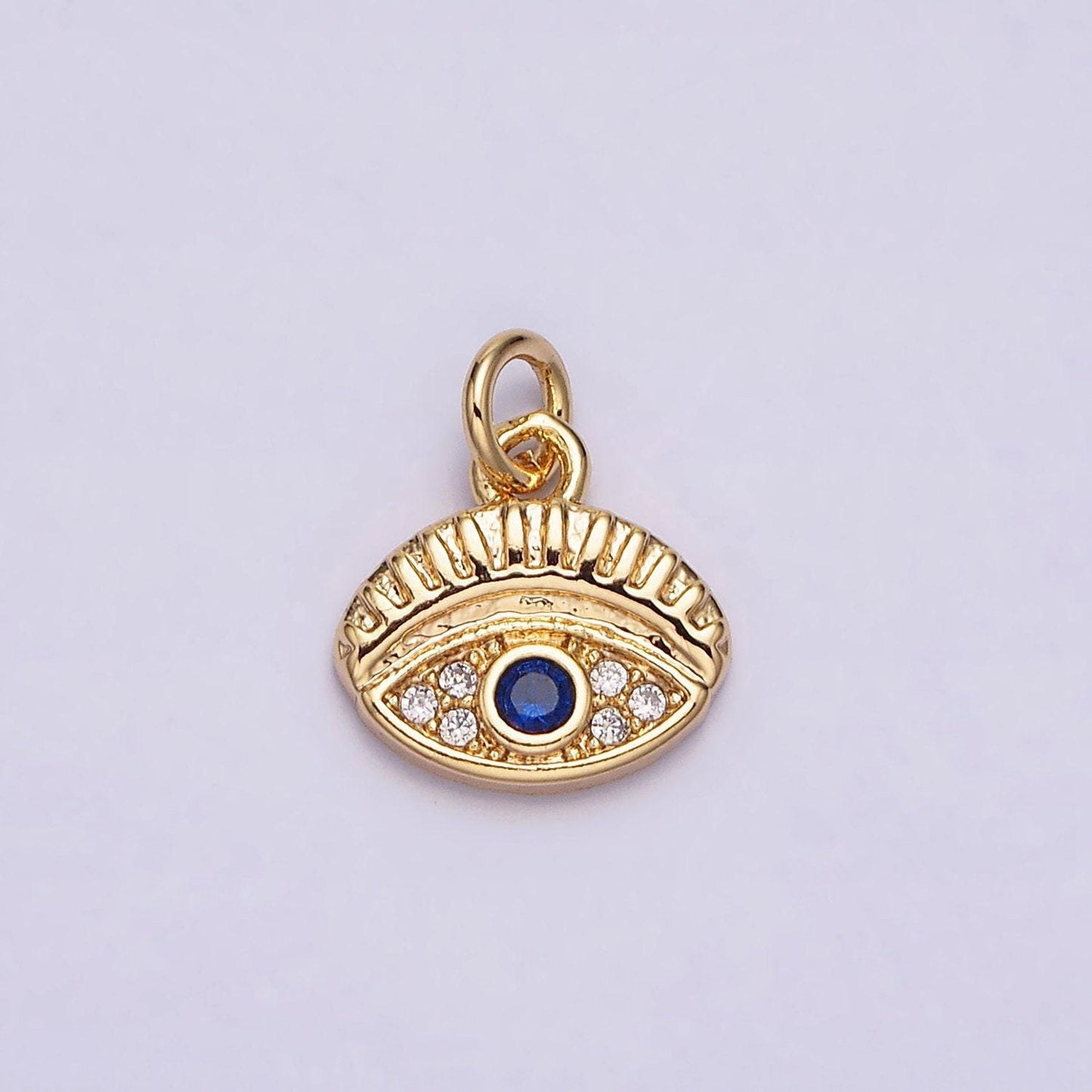 16k gold filled mini blue evil eye micro paved cz oval add-on charm in gold & silver | ac1063 ac1064