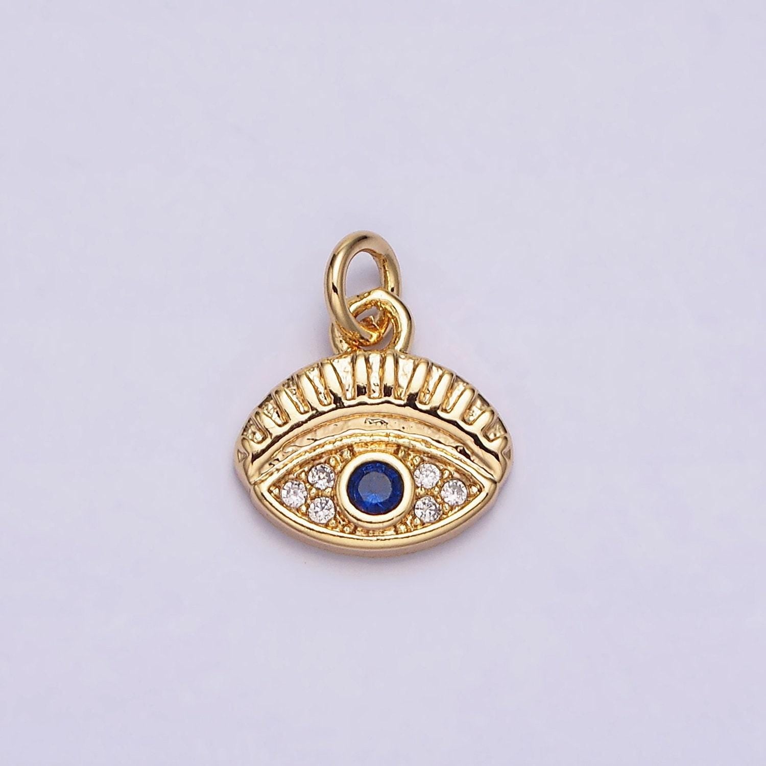 16k gold filled mini blue evil eye micro paved cz oval add-on charm in gold & silver | ac1063 ac1064