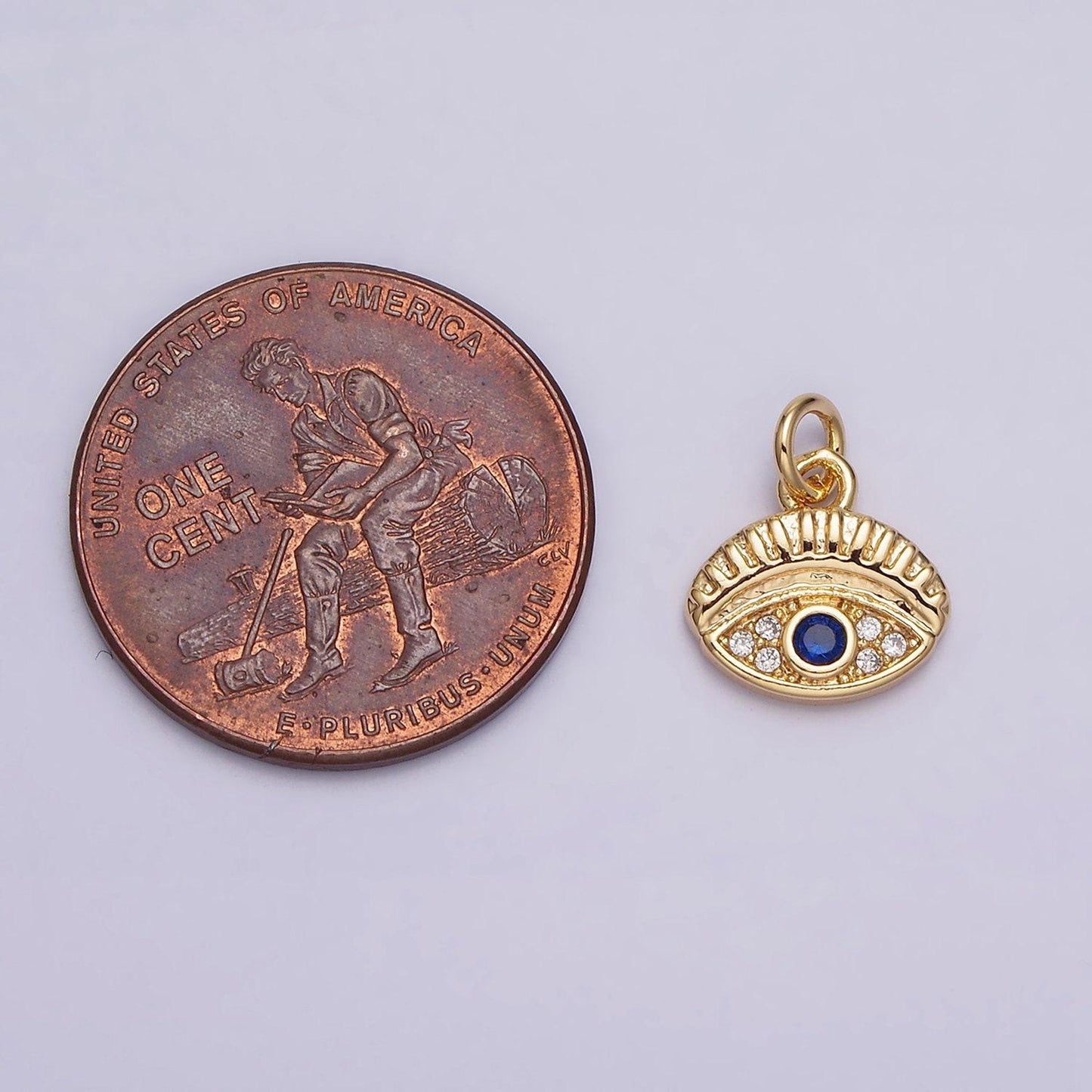 16k gold filled mini blue evil eye micro paved cz oval add-on charm in gold & silver | ac1063 ac1064