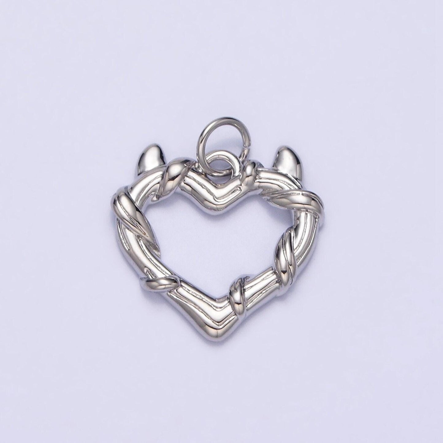 24k gold filled vine-wrapped pointed horned heart add-on charm in gold & silver | ac1059 ac1060