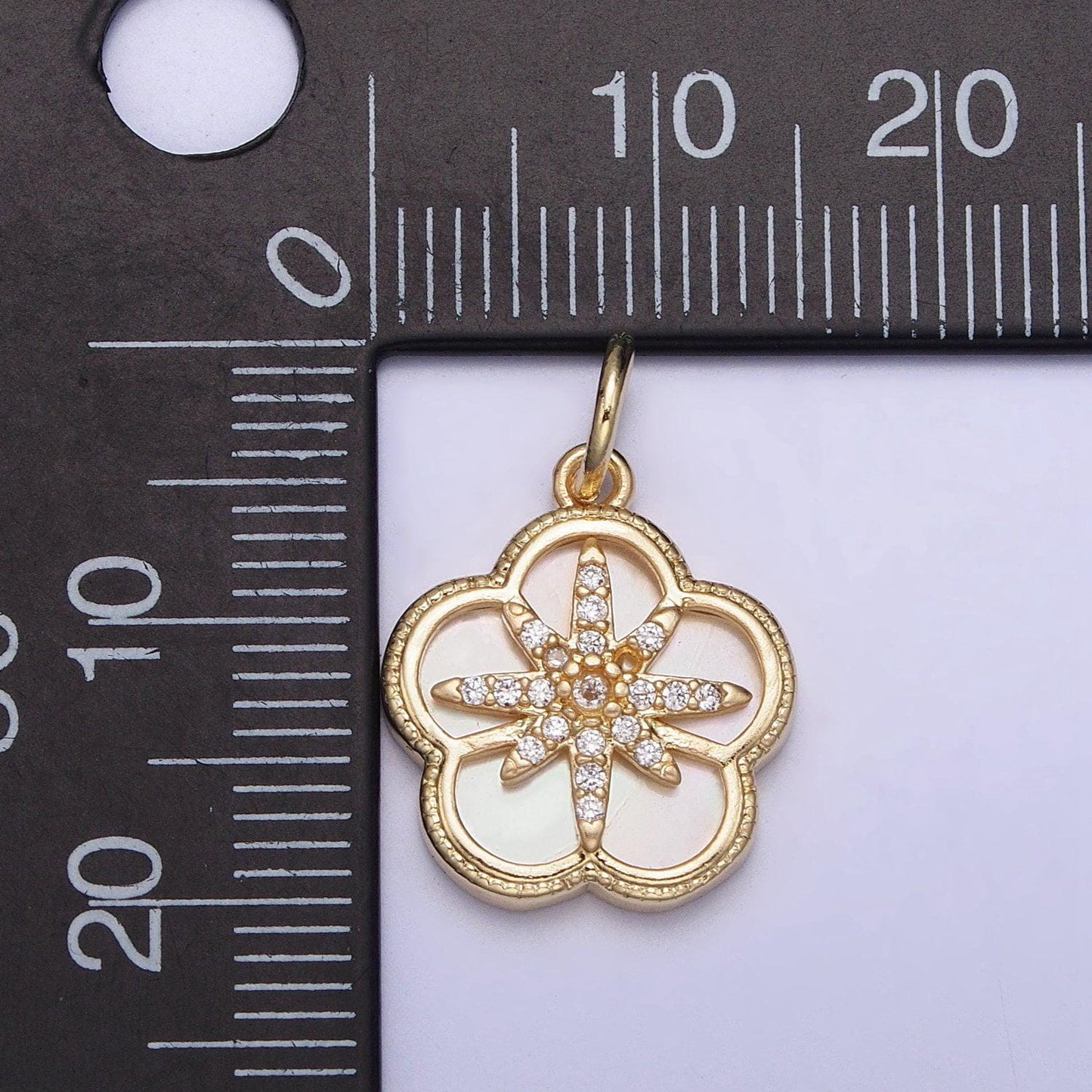 Dainty flower charm, small gold north star charm journey travel charm tiny necklace charm, bracelet celestial jewelry ac1055