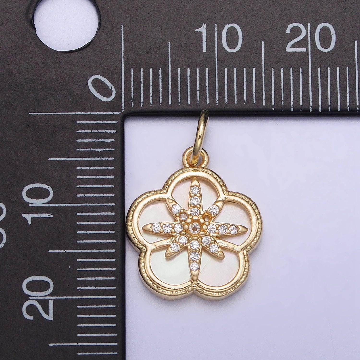 Dainty flower charm, small gold north star charm journey travel charm tiny necklace charm, bracelet celestial jewelry ac1055