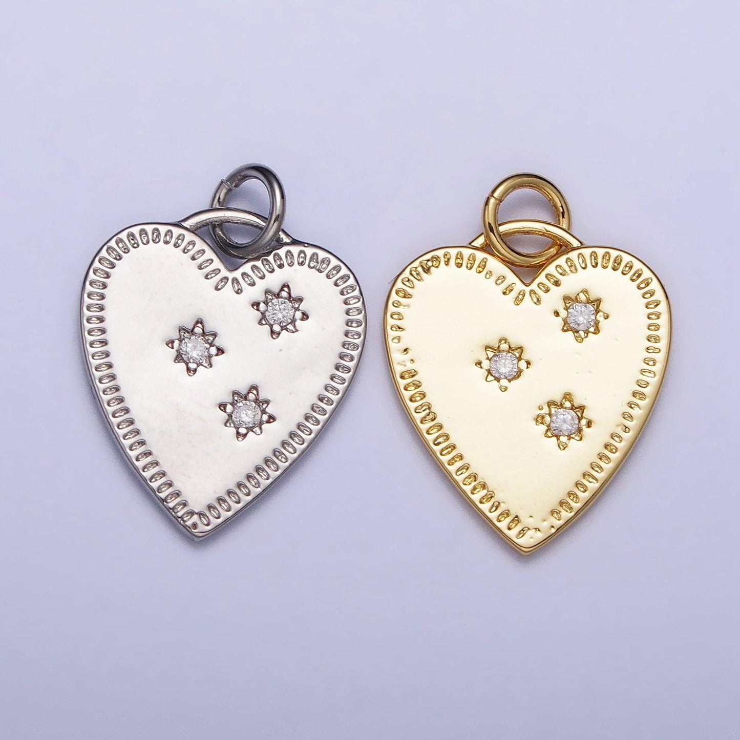 18k gold filled micro pave heart charm medallion charm, cz charm for necklace earring bracelet component jewelry findings ac1019