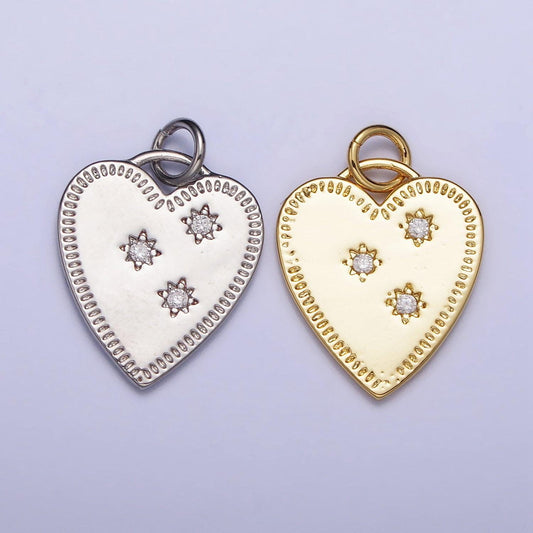 18k gold filled micro pave heart charm medallion charm, cz charm for necklace earring bracelet component jewelry findings ac1019