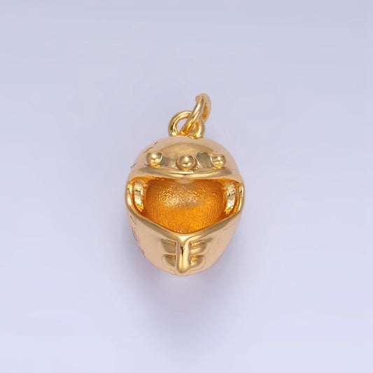 24k gold filled motorcycle helmet pendant, helmet necklace bracelet charm gold motor racing helm charm w134