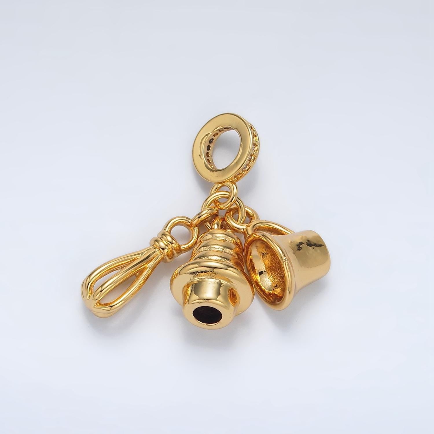 24k gold filled baking materials whisk measuring cupcake cz paved rondelle bail drop pendant | ac-090
