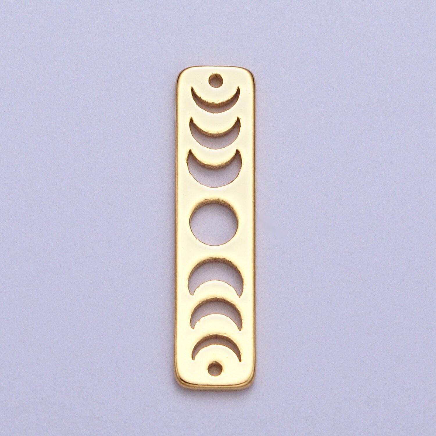 Horizontal moon phase bar charm gold plated eclipse moon charm connector crescent moon connecter link bar for necklace bracelet ac-054