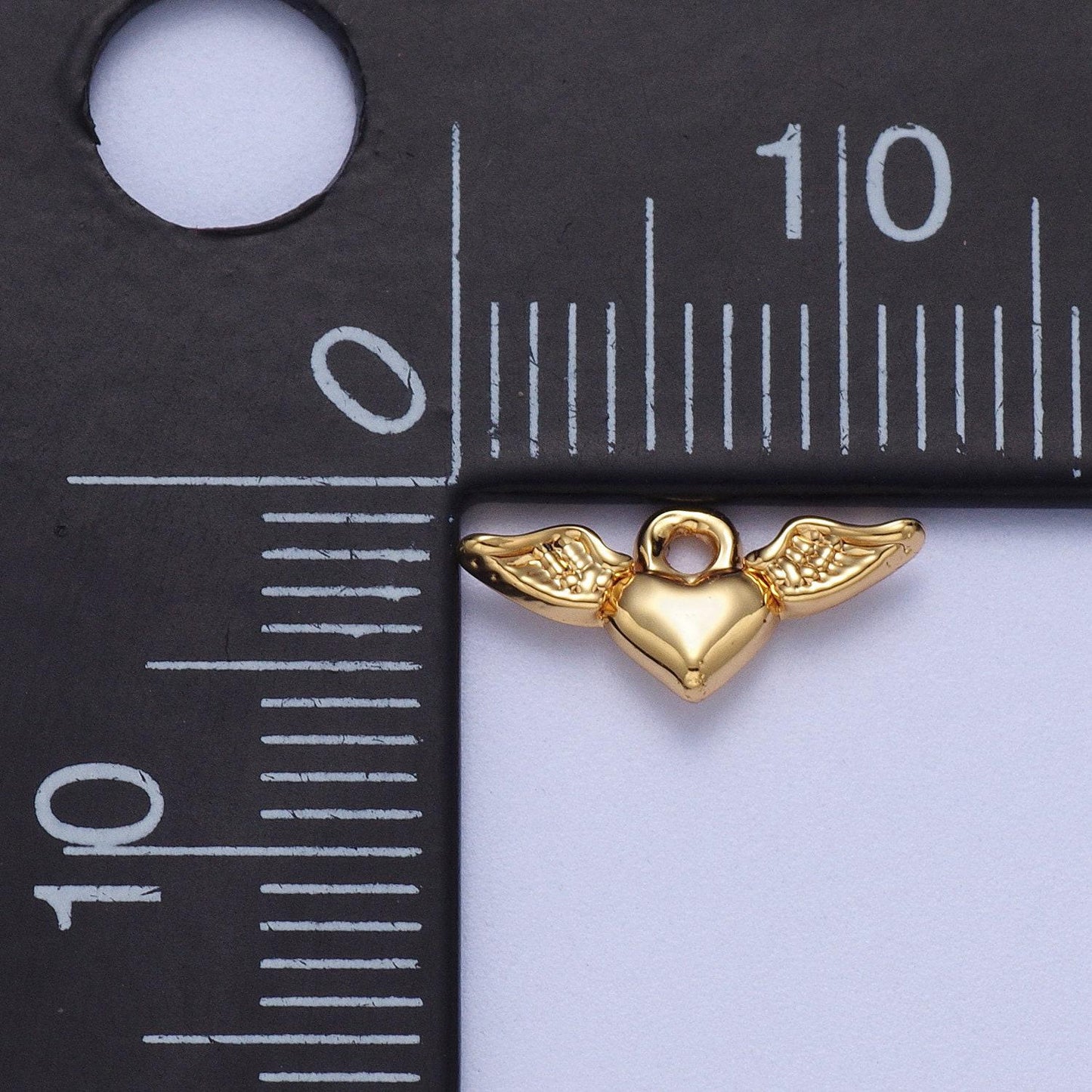 Mini gold angel wing heart charm for bracelet necklace earring component silver heart charm for valentine gift idea ac050
