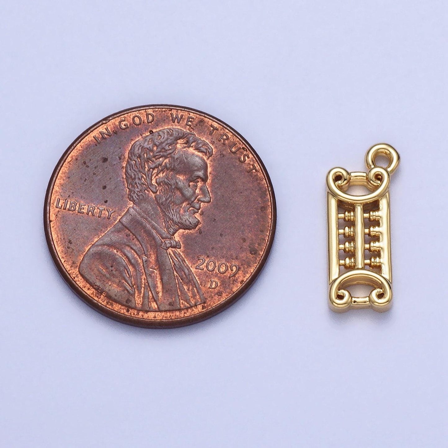 Tiny gold abacus math calculator charm pendant for asian teacher appreciation gift kumon chinese charm ac038