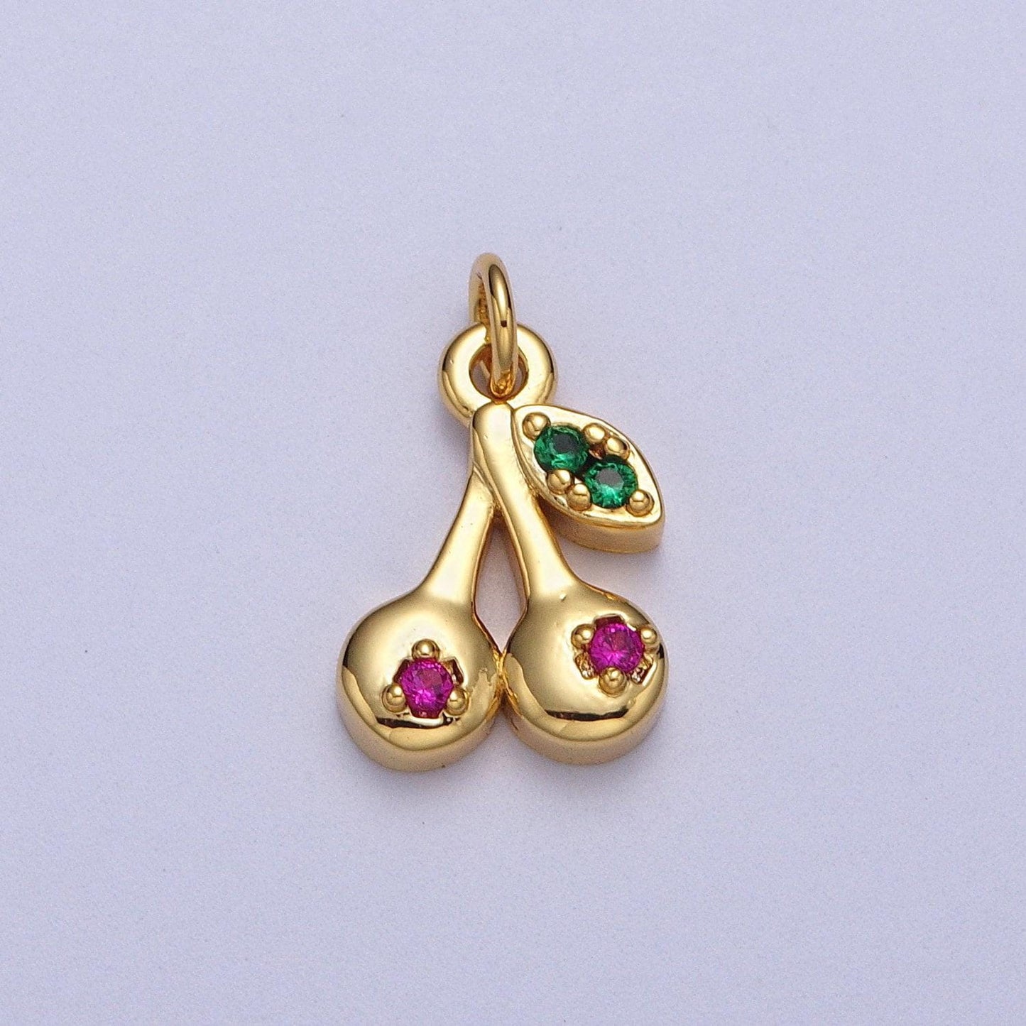 Dainty tiny delicate red cherry charm 24k gold filled for necklace pendant, earring bracelet charm gift diy jewelry making supplies