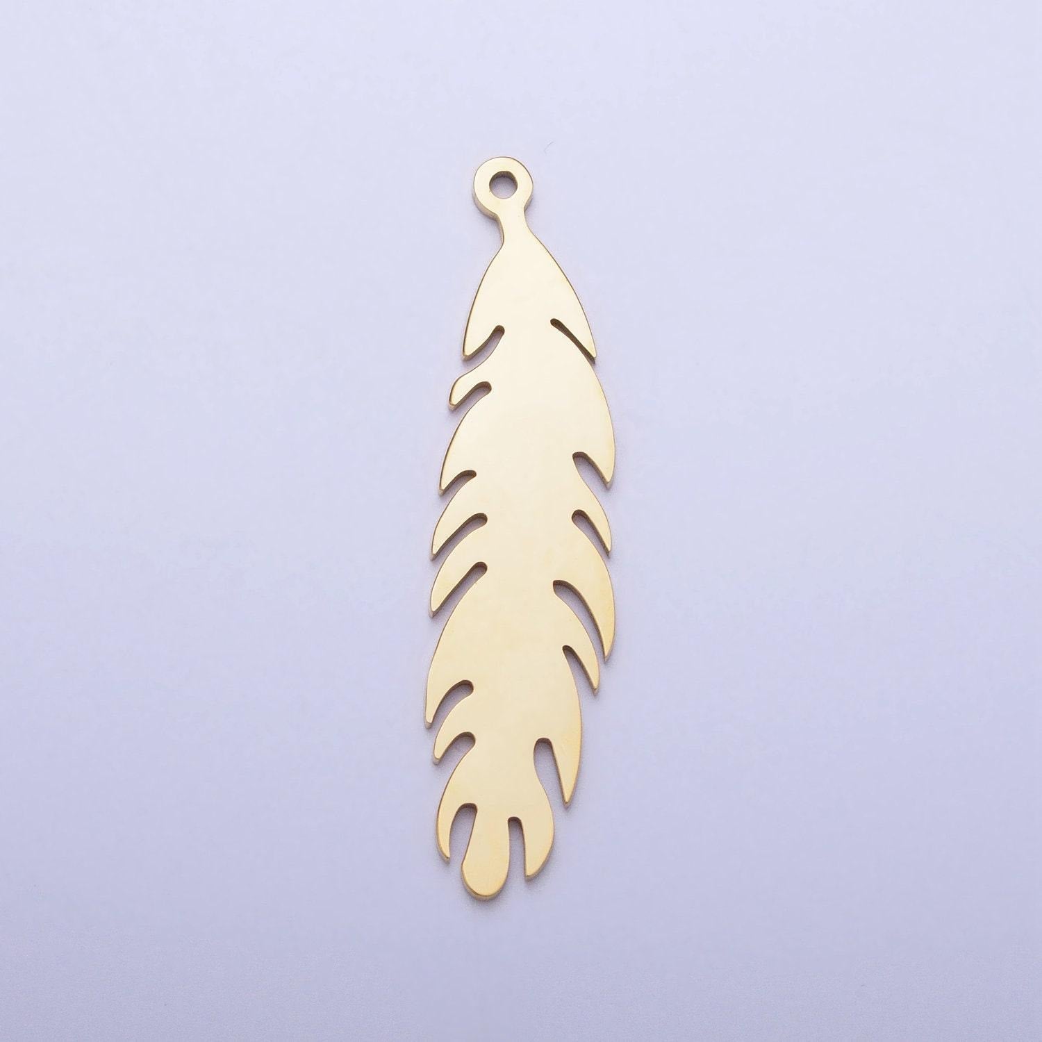Dainty stainless steel bird feather charm in gold western, tribal jewelry pendant for necklace earring lead nickel free tarnish free p-924