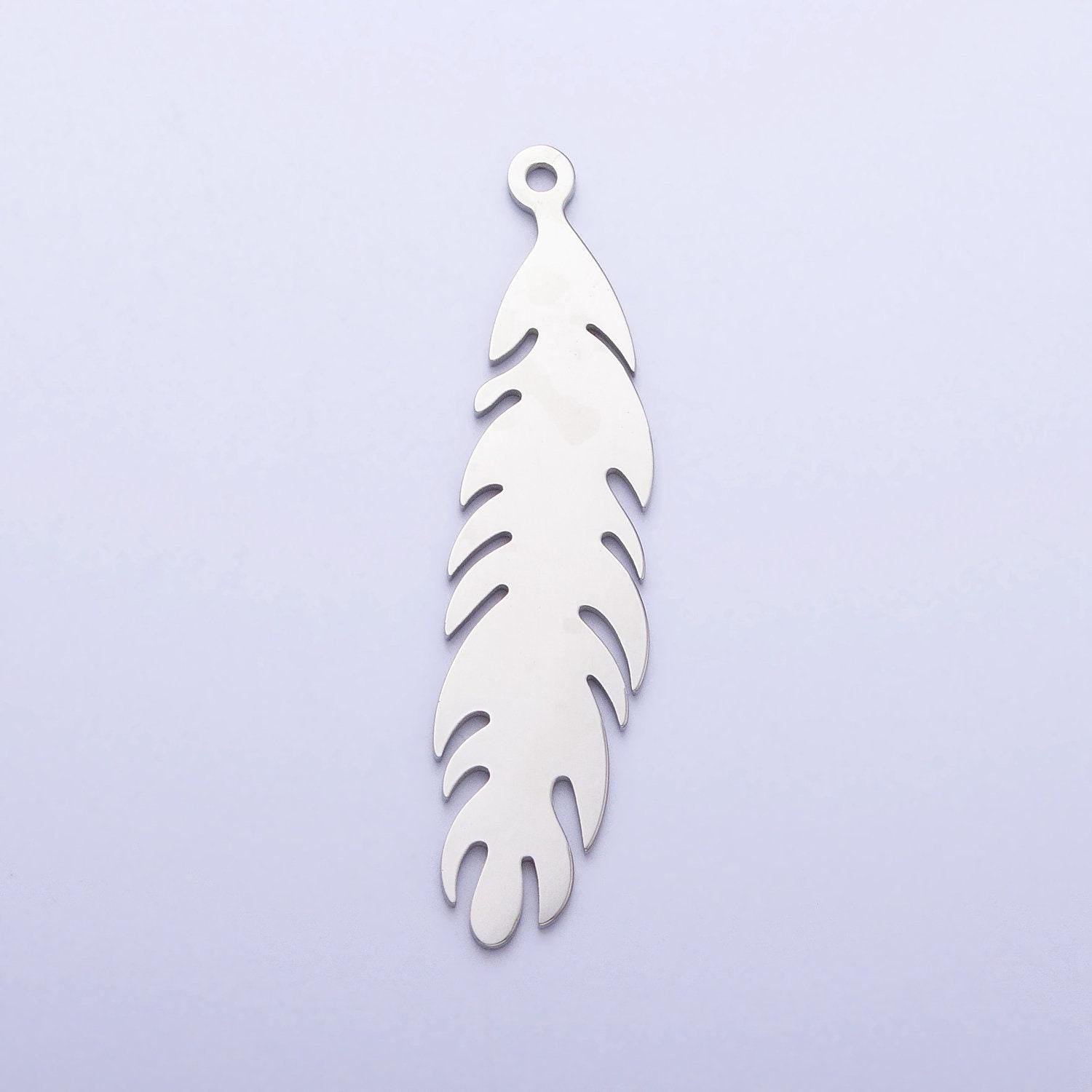 Dainty stainless steel bird feather charm in gold western, tribal jewelry pendant for necklace earring lead nickel free tarnish free p-924