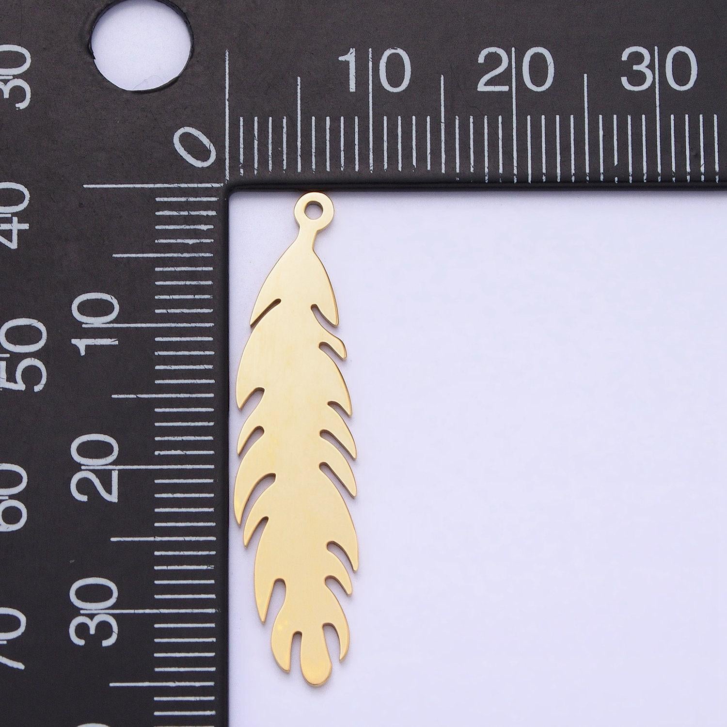 Dainty stainless steel bird feather charm in gold western, tribal jewelry pendant for necklace earring lead nickel free tarnish free p-924