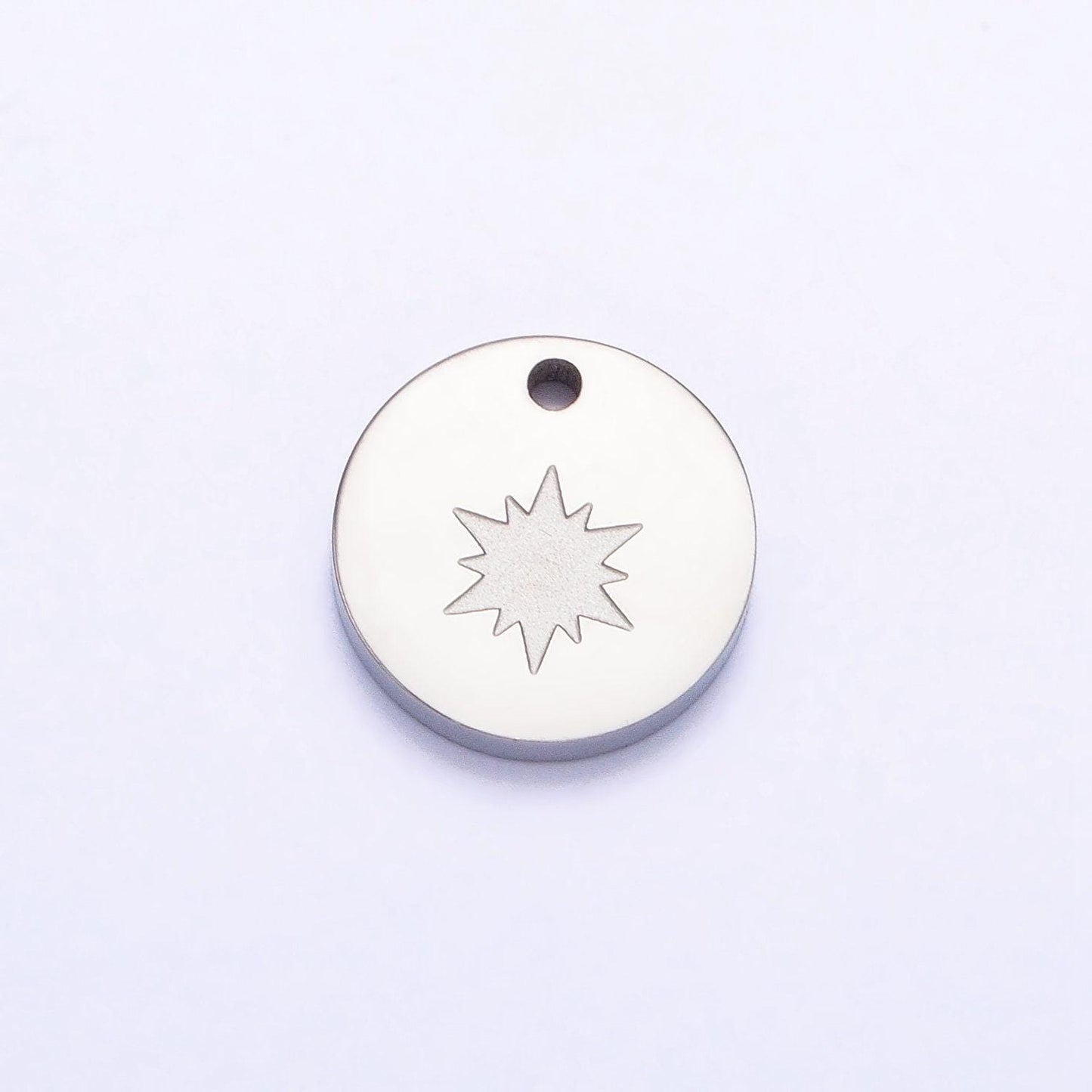 Stainless steel round charm coin pendant starburst charm star bracelet necklace jewelry making supplies ab1151 ab1152