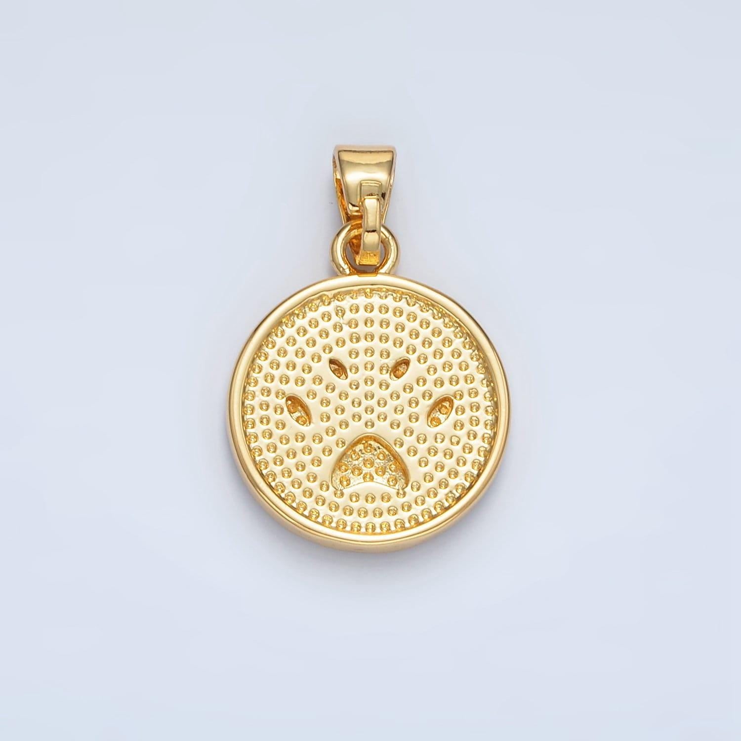 Gold round pearl pendant with paw imprint in gold | aa-1372