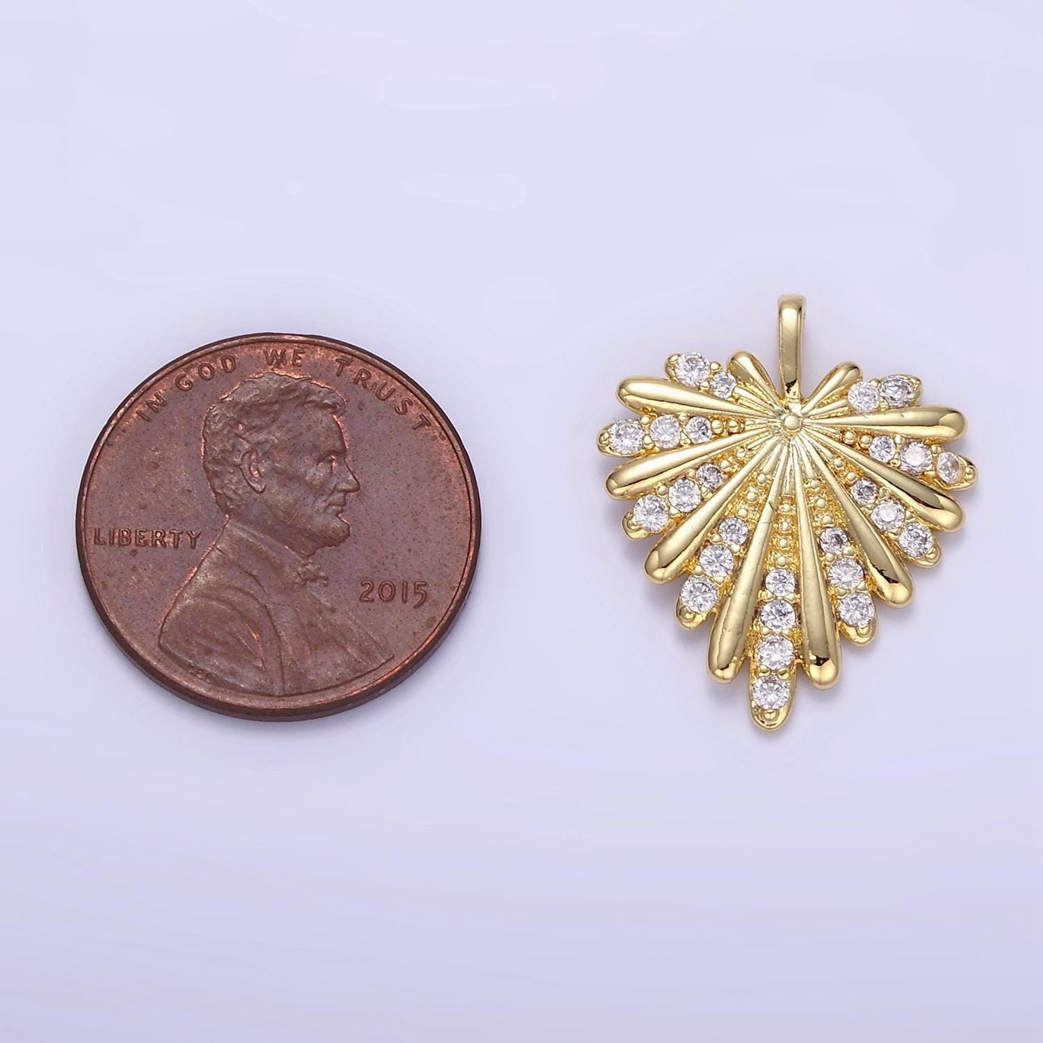 Gold monstera charms 24k gold filled heart pendant cz love charm for bracelet necklace diy jewelry making supply aa1337