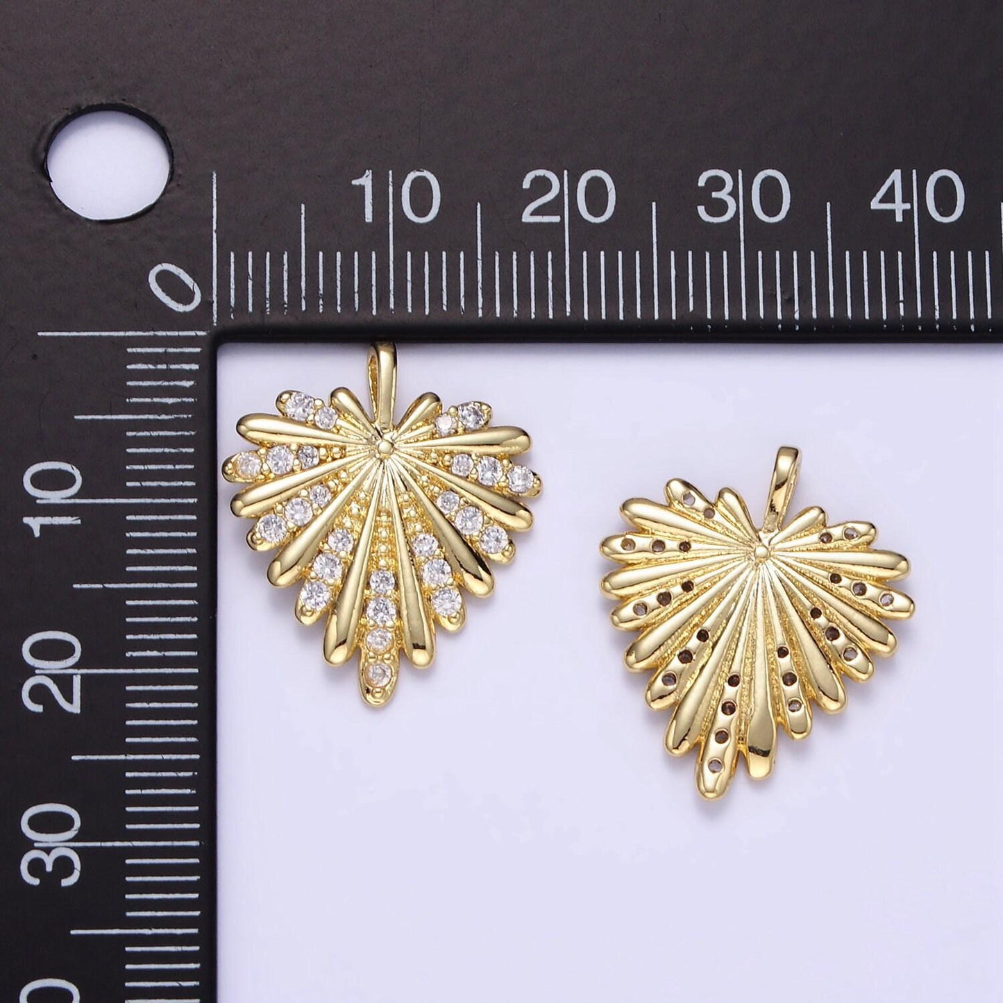Gold monstera charms 24k gold filled heart pendant cz love charm for bracelet necklace diy jewelry making supply aa1337