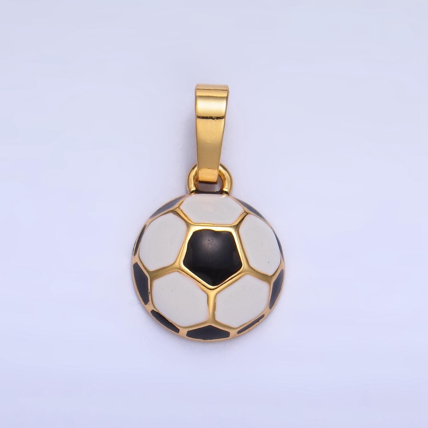 24k gold filled soccer ball charm enamel sport theme pendant for bracelet necklace jewelry making supply | aa1018
