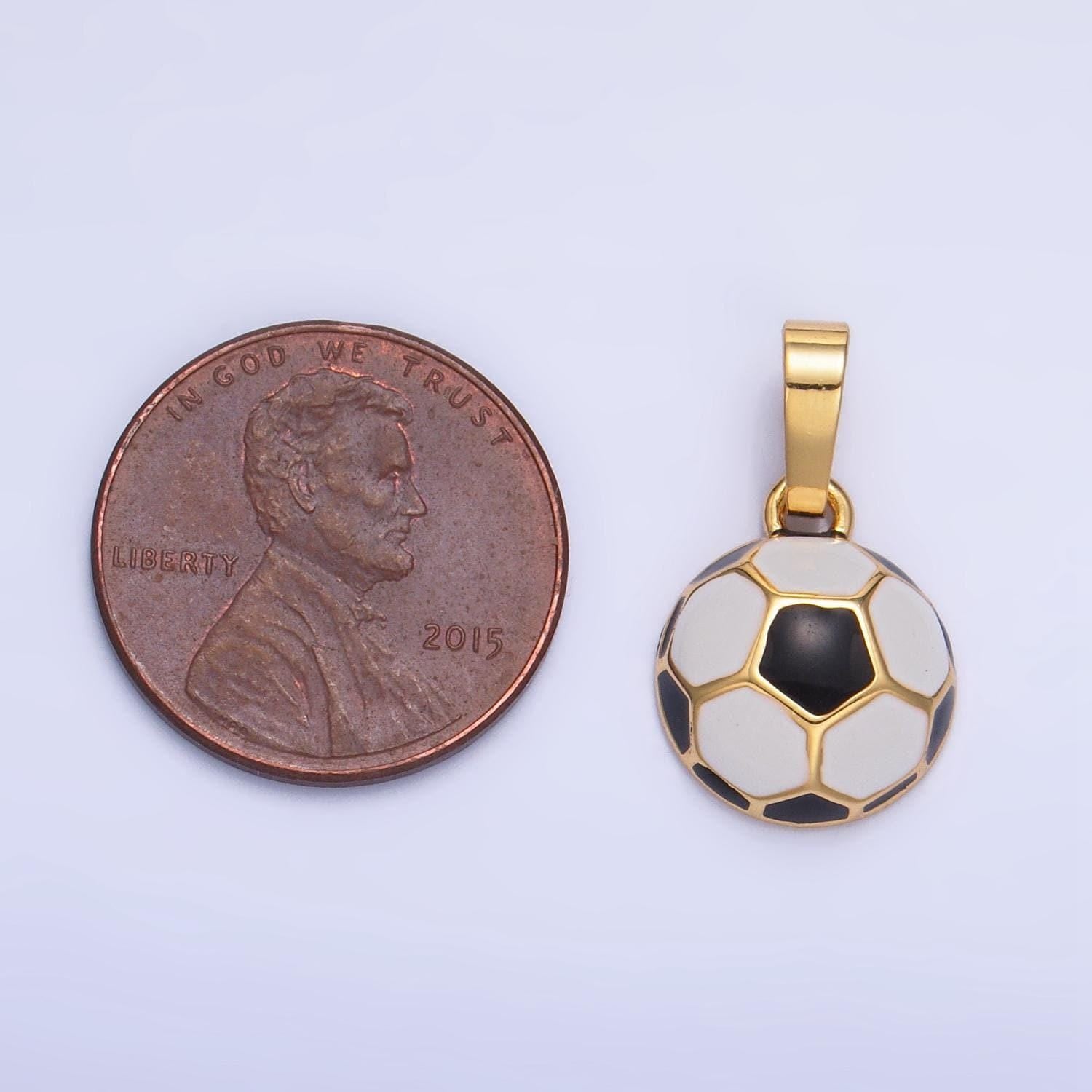 24k gold filled soccer ball charm enamel sport theme pendant for bracelet necklace jewelry making supply | aa1018