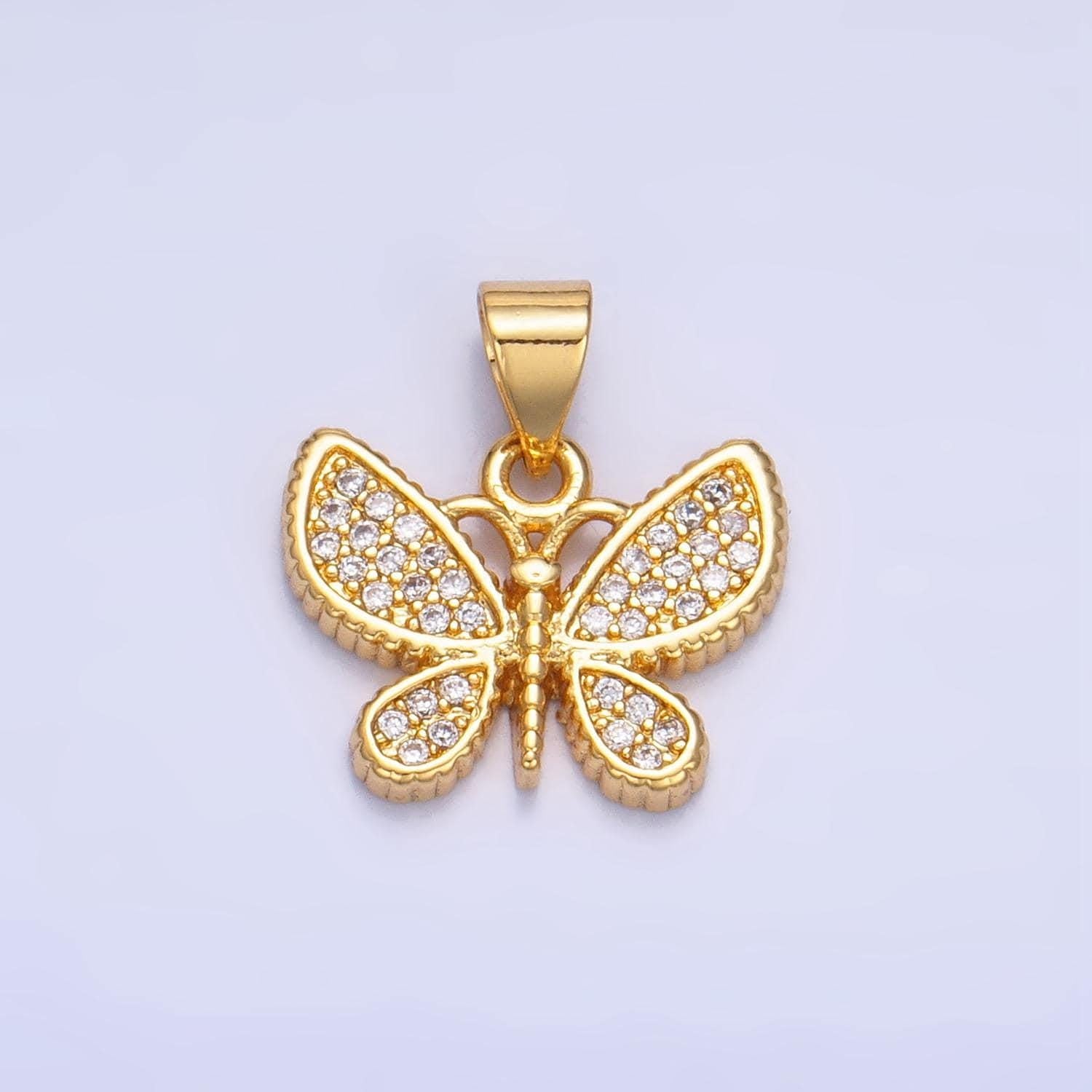 Cz micro paved butterfly insect animal 24k gold filled pendant | aa-1003