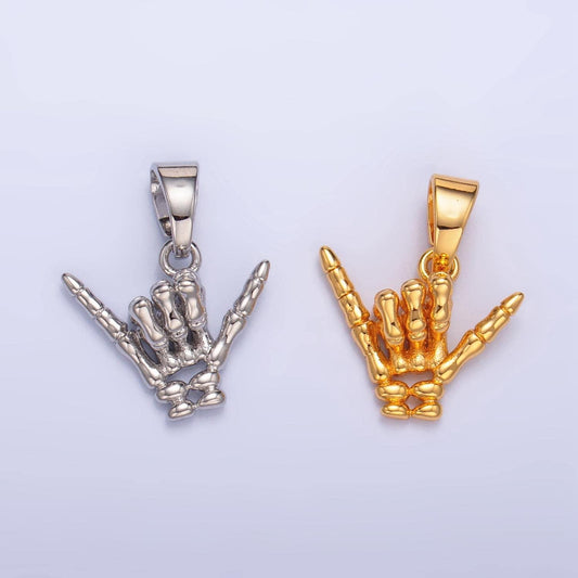 Shaka hand sign symbol charm skull skeleton gold fill hang loose pendant sign for necklace pendant bracelet charm jewelry making aa1002