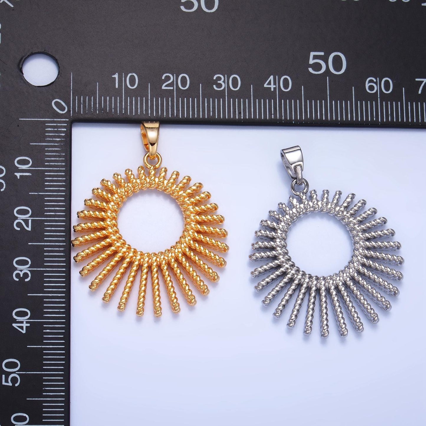 Bold sun ray gold filled sun charm sunburst necklace pendant charm findings for jewelry making aa995