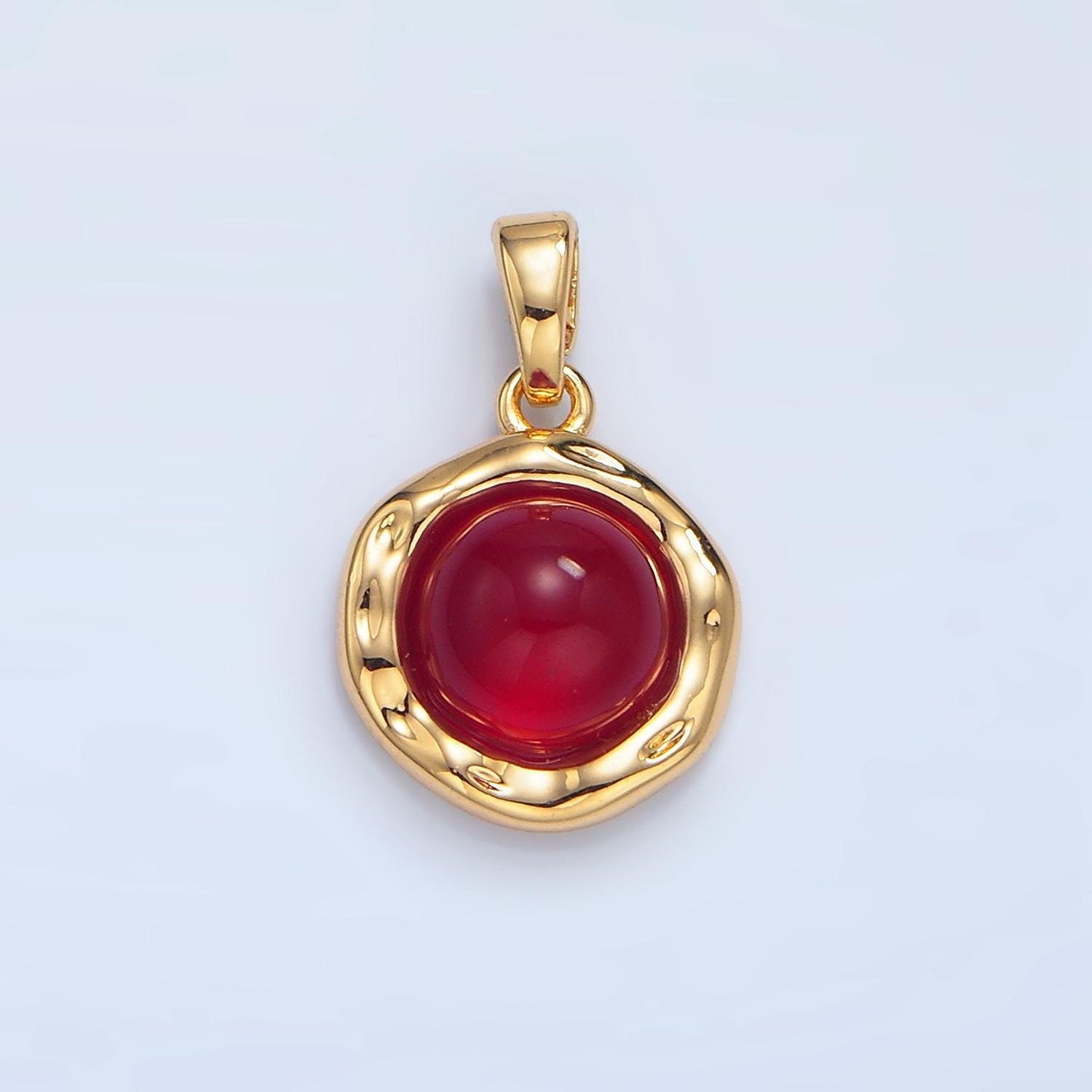 14k gold filled onyx carnelian aventurine gemstone round molten bezel pendant | aa987