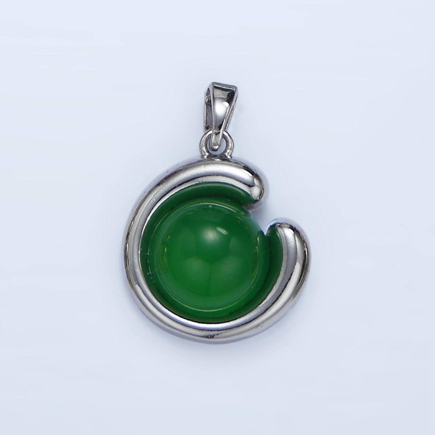 Round bubbled malachite / carnelian / aventurine gemstone in gold & silver pendant | aa976-aa978