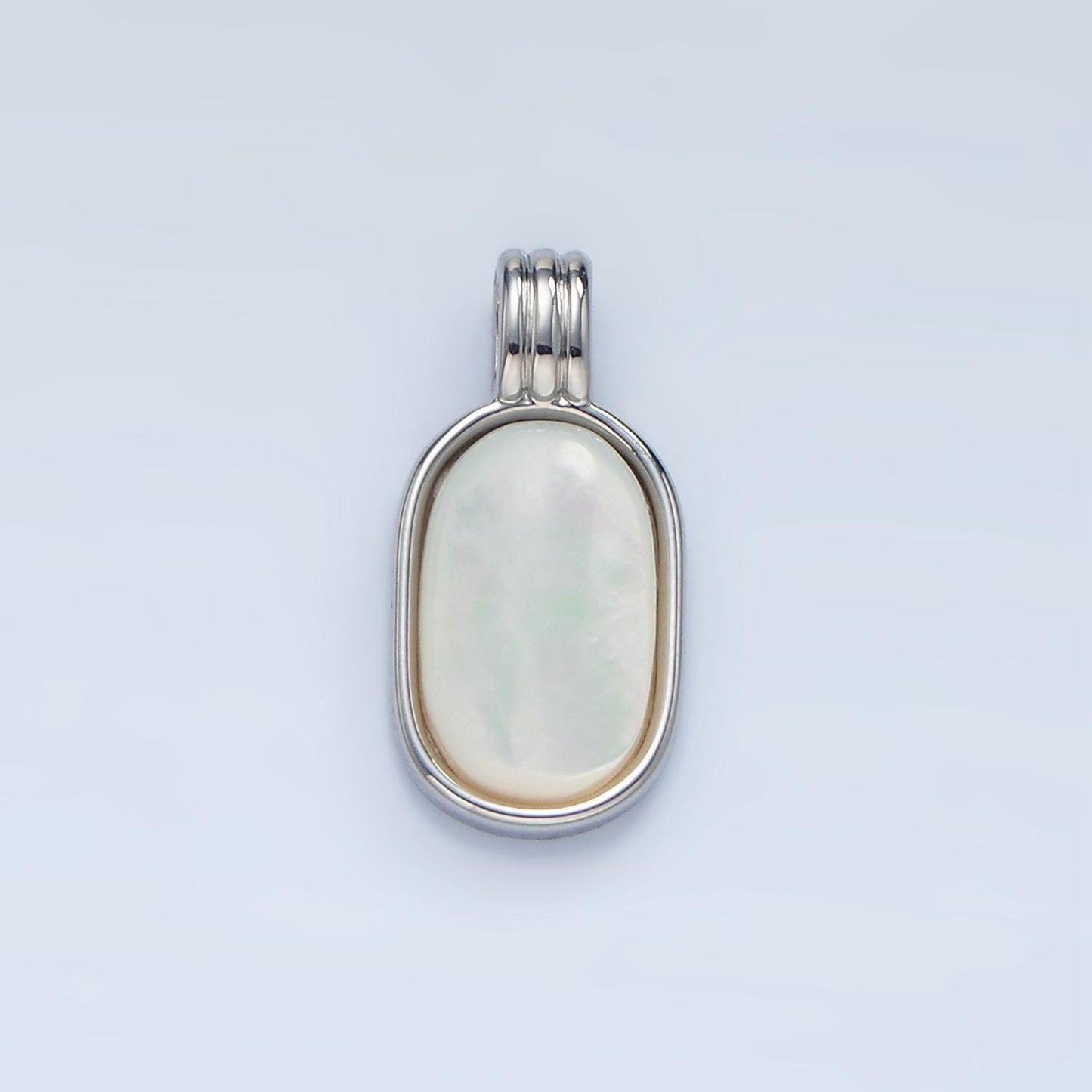 Minimal oval moonstone gemstone 24k gold filled silver & gold charm | aa-973