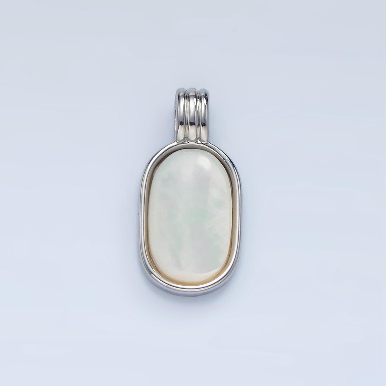 Minimal oval moonstone gemstone 24k gold filled silver & gold charm | aa-973