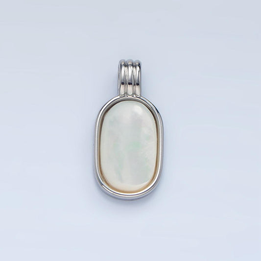 Minimal oval moonstone gemstone 24k gold filled silver & gold charm | aa-973