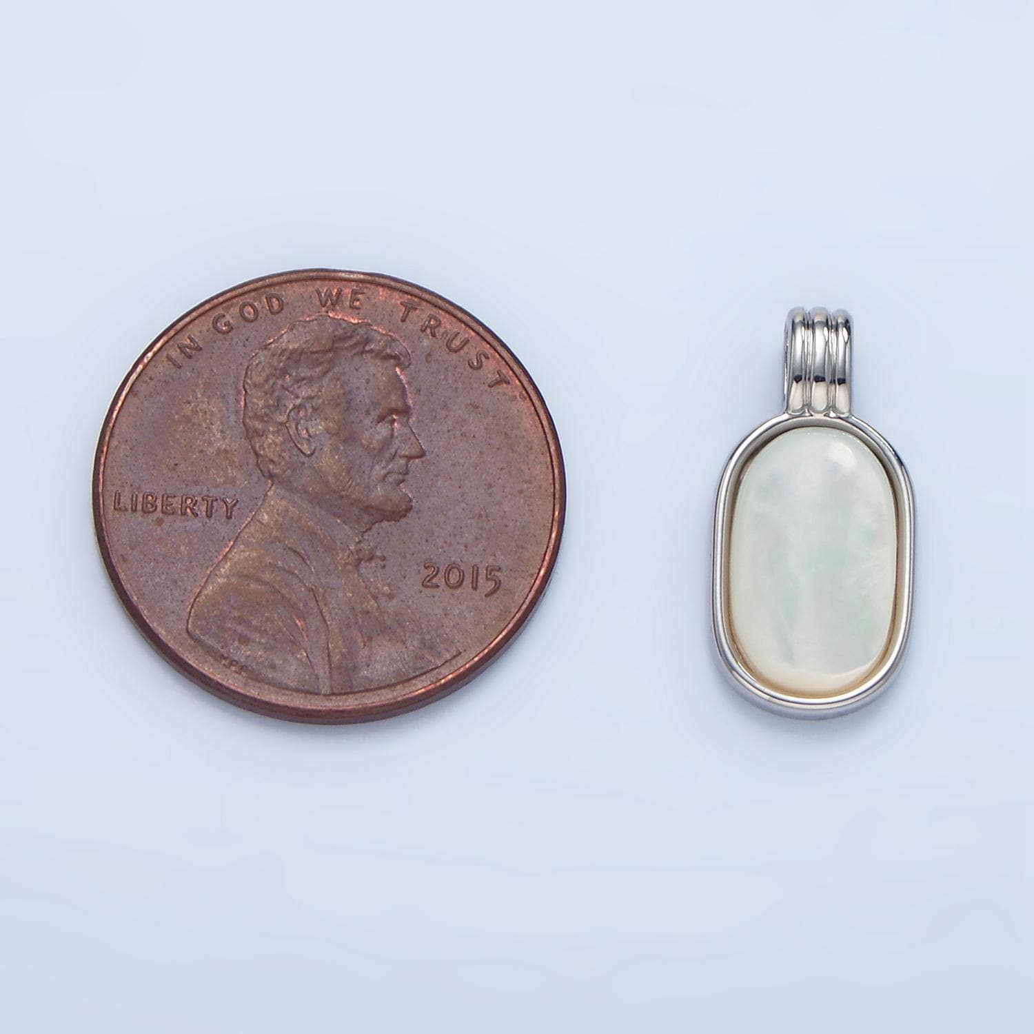 Minimal oval moonstone gemstone 24k gold filled silver & gold charm | aa-973