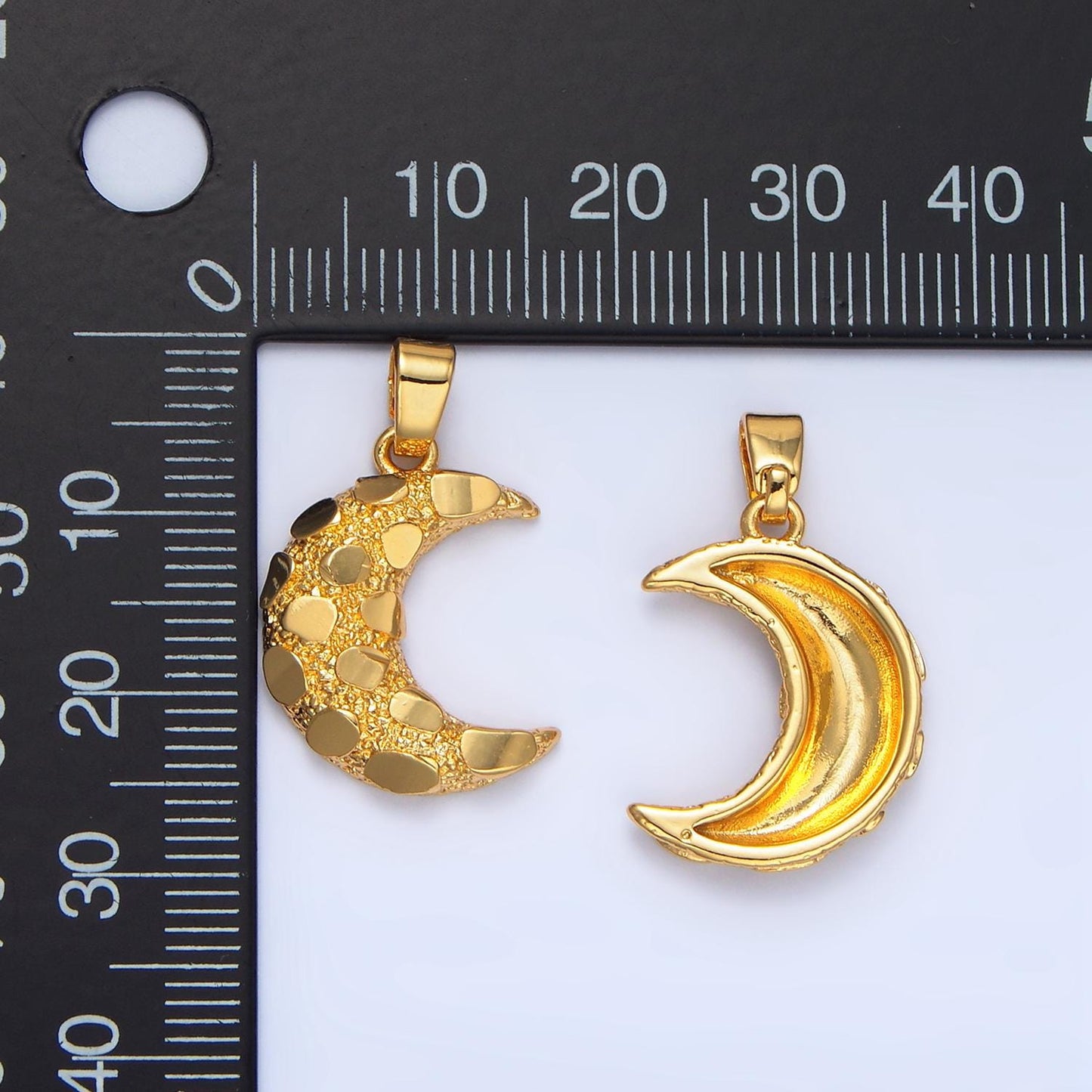 Gold crescent moon mosaic tile charm for necklace pendant celestial jewelry making supply aa944