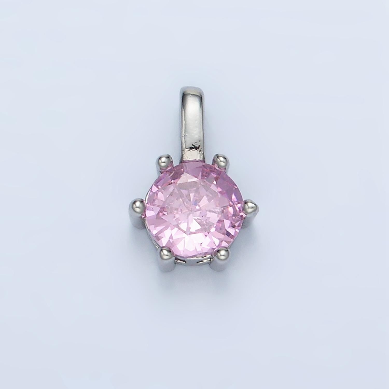 24k gold filled 11.5mm round cz personalized silver pendant | aa923-aa938
