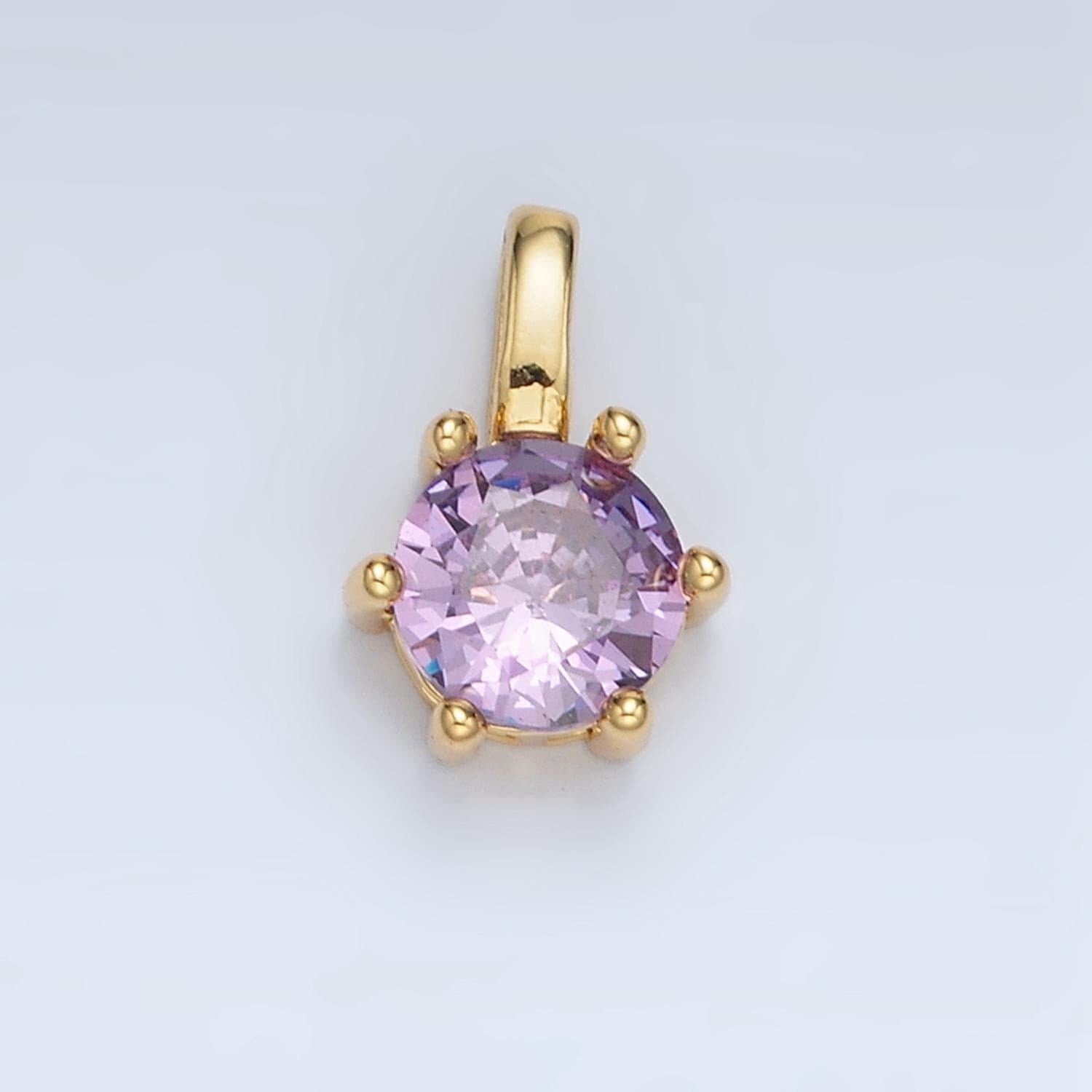 24k gold filled 11.5mm round cz personalized gold pendant | aa923-aa938