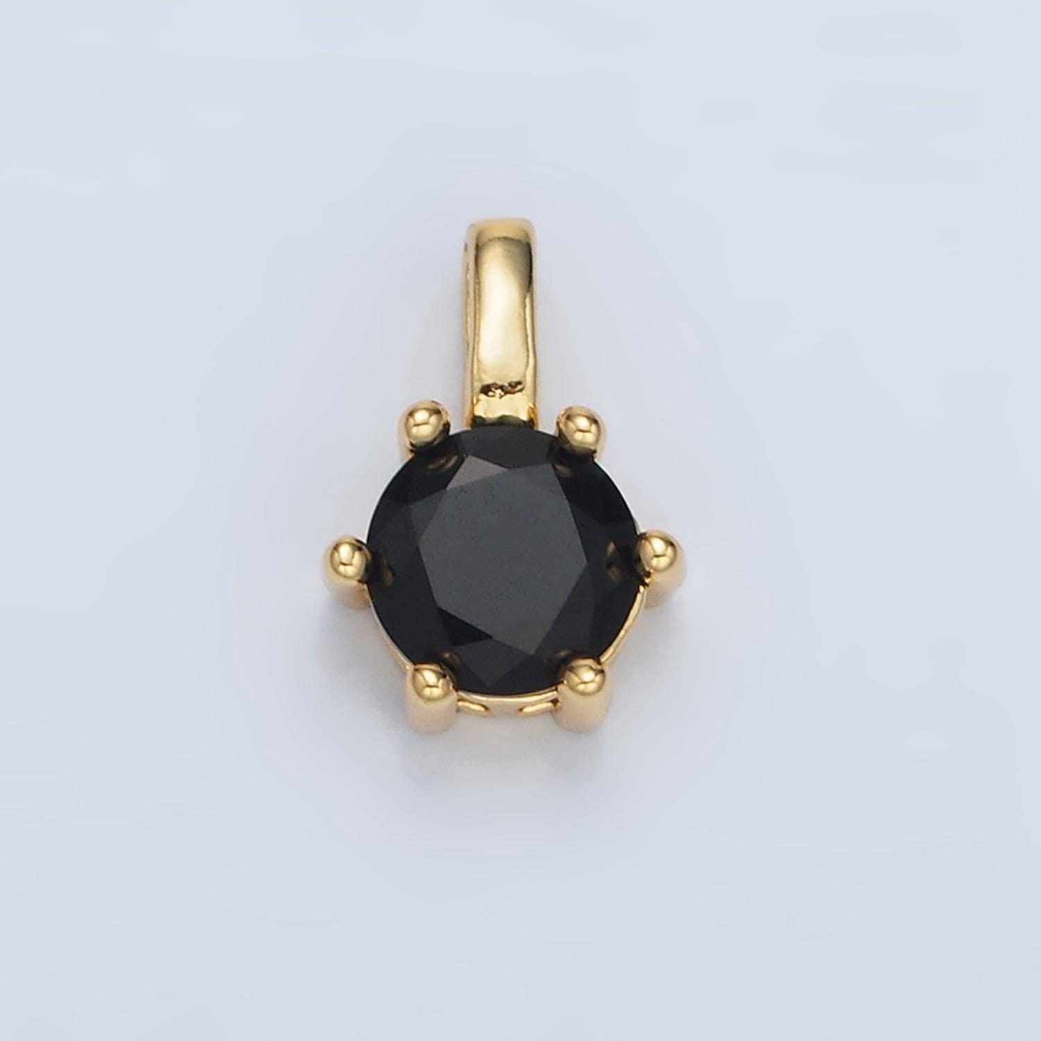 24k gold filled 11.5mm round cz personalized gold pendant | aa923-aa938