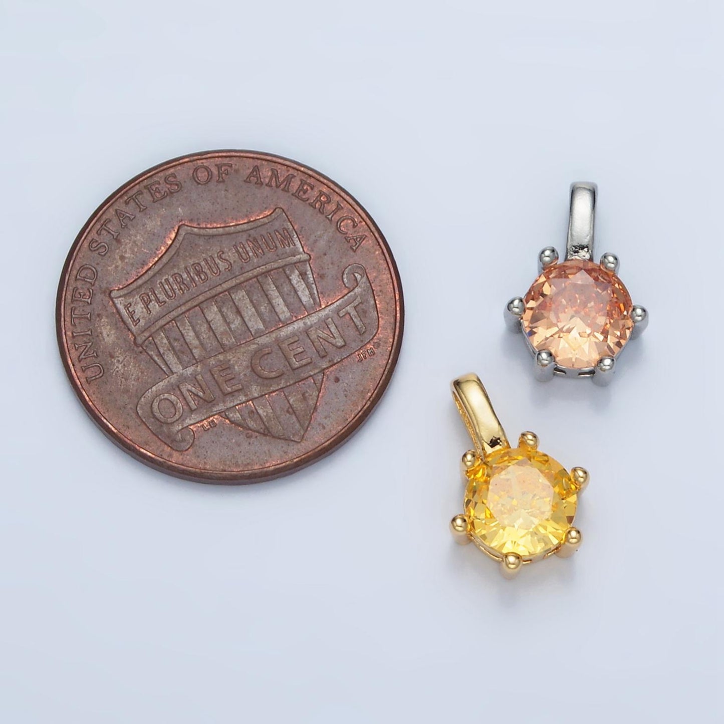 24k gold filled 11.5mm round cz personalized gold pendant | aa923-aa938