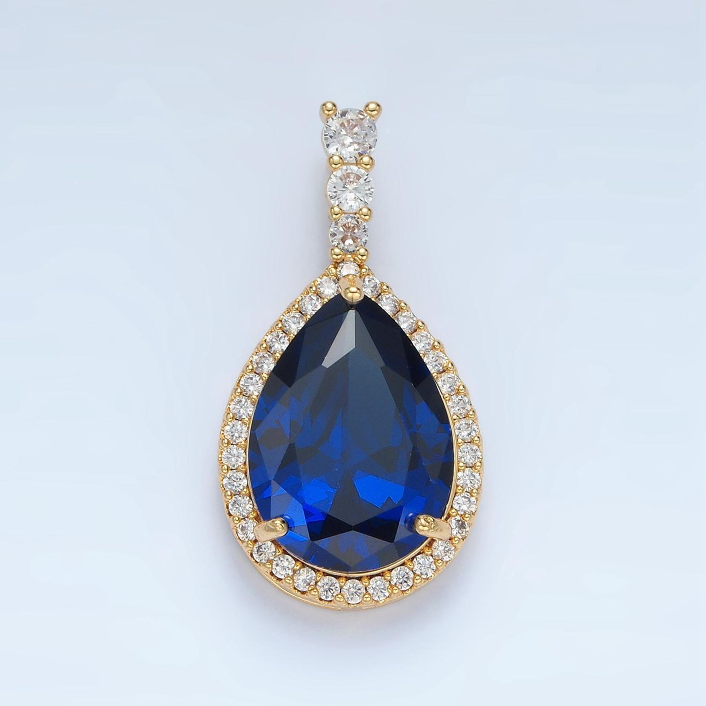 Clear, pink, yellow, blue, red, green cz teardrop micro pave cz, 24k gold filled pendant | aa882-aa887