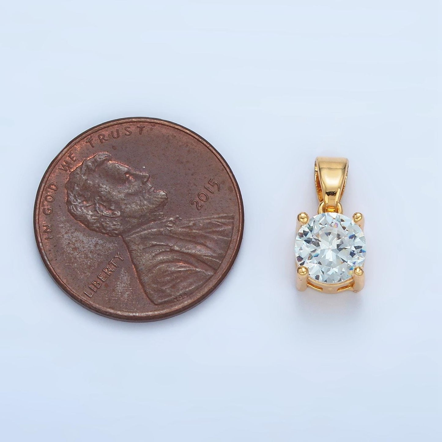 Round clear cz simple 24k gold filled pendant | aa-872
