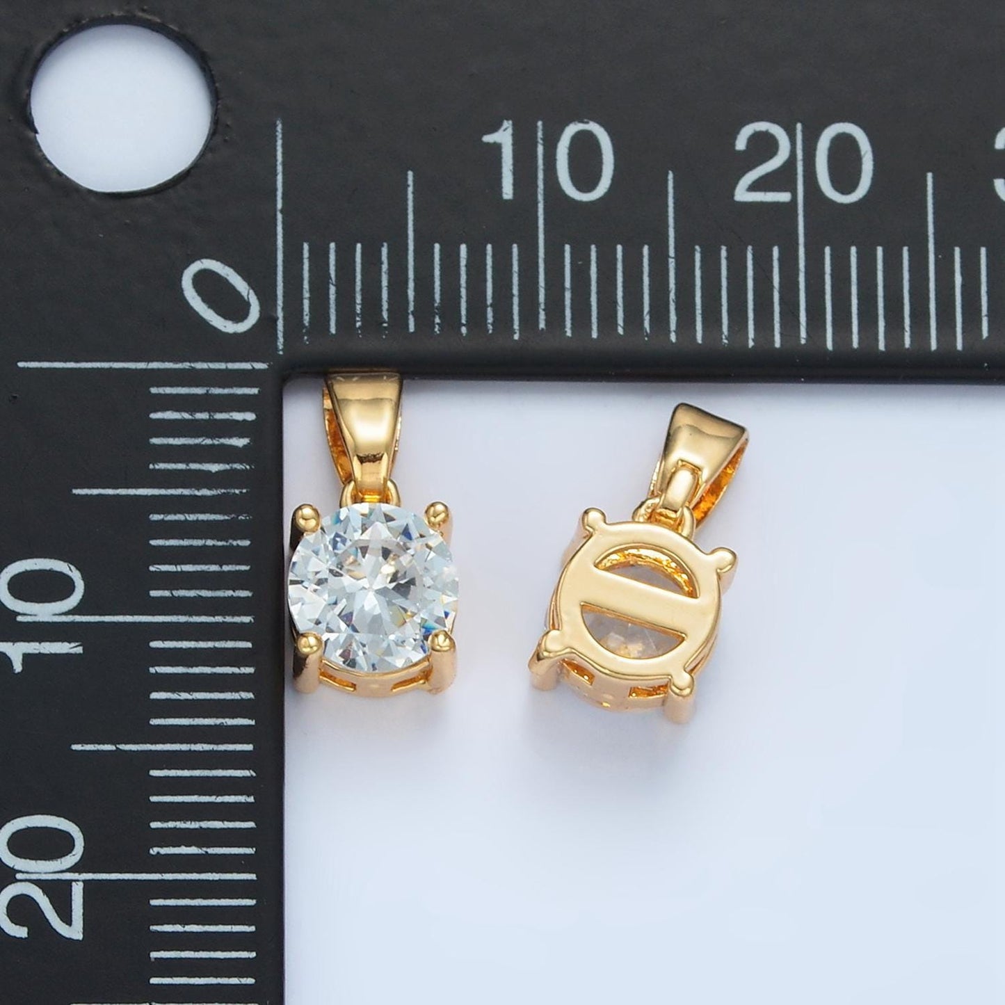 Round clear cz simple 24k gold filled pendant | aa-872