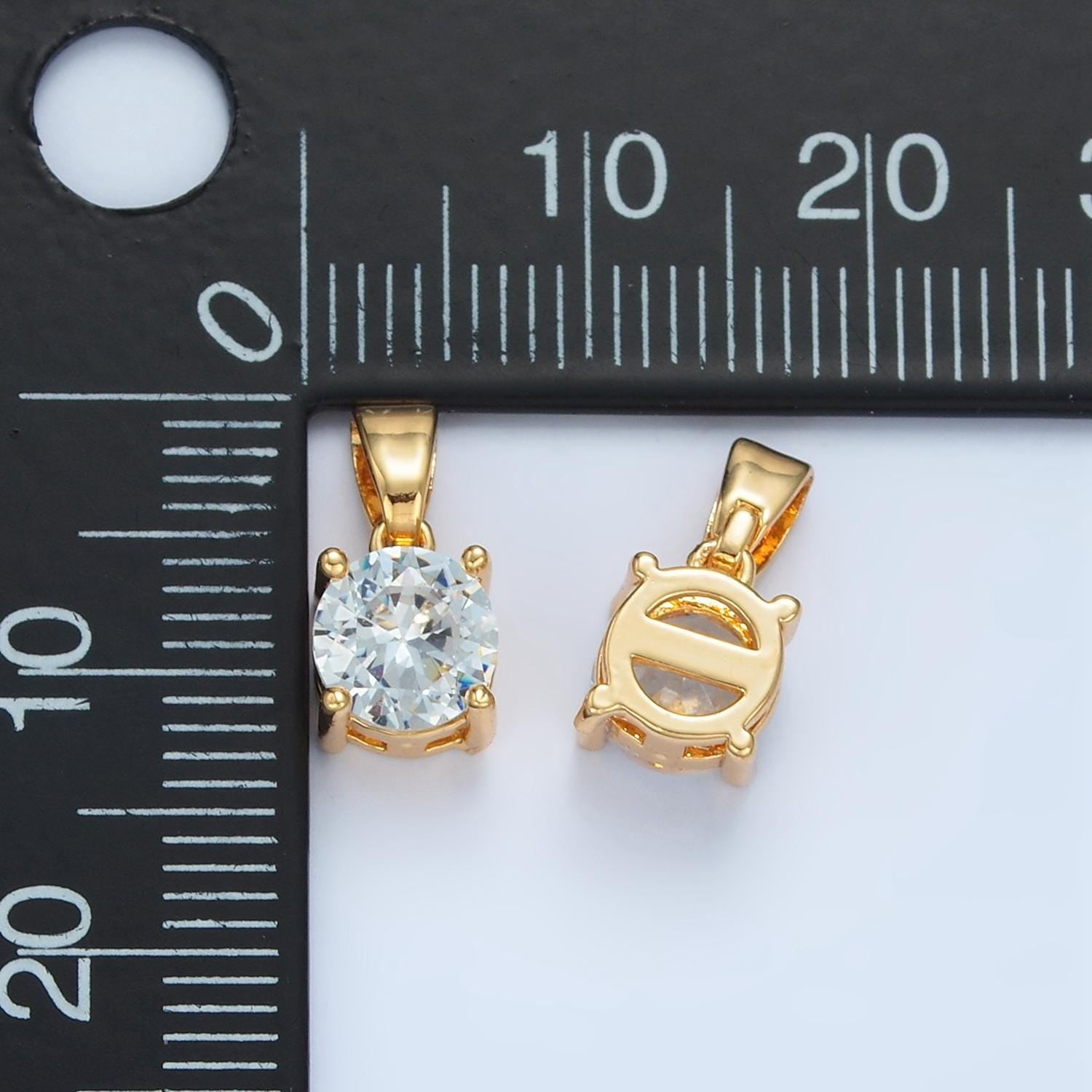 Round clear cz simple 24k gold filled pendant | aa-872