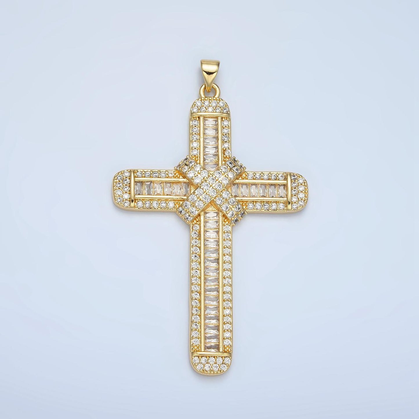 Bold 24k gold filled cross pendant statement jewelry cross charm for necklace religious jewelry making aa802