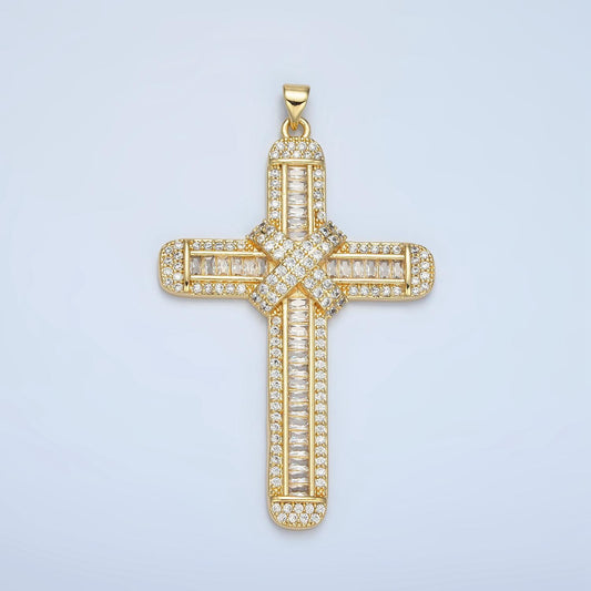 Bold 24k gold filled cross pendant statement jewelry cross charm for necklace religious jewelry making aa802