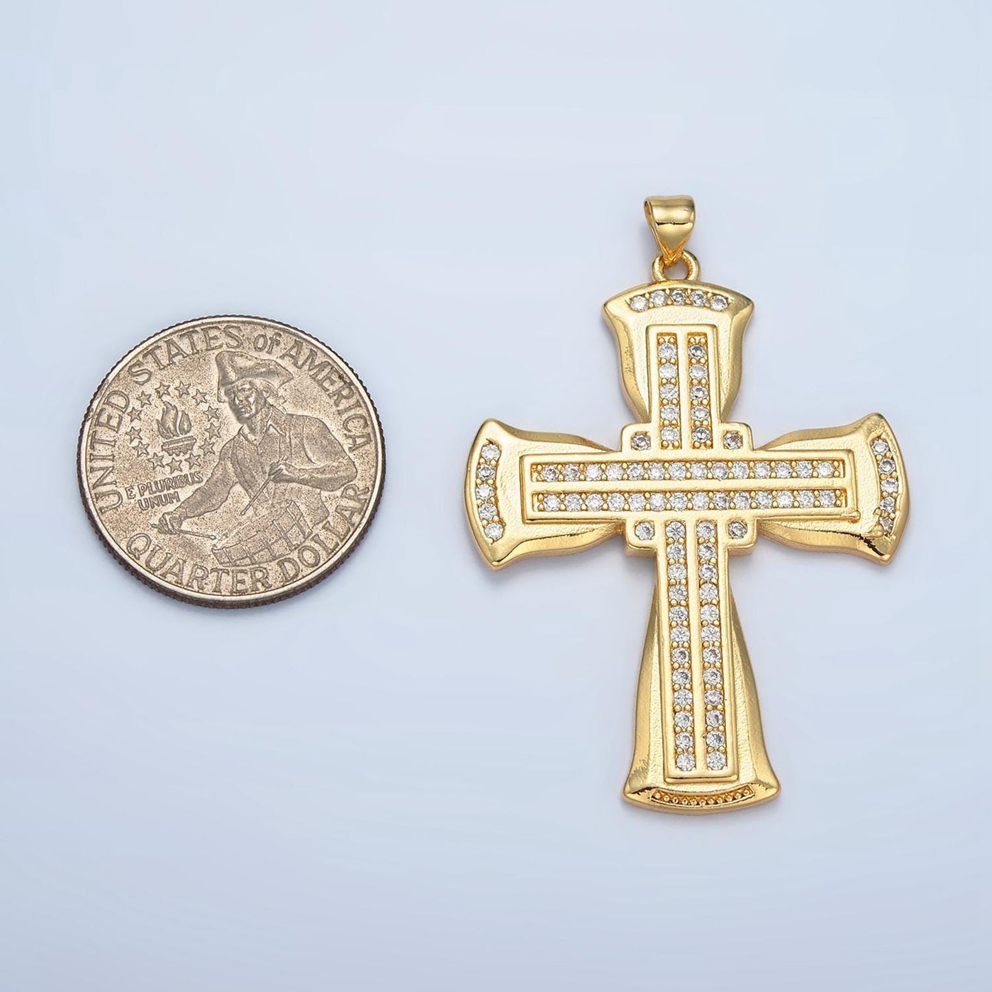 Big 24k gold filled vintage cross pendant statement jewelry cross charm for necklace religious jewelry making aa801