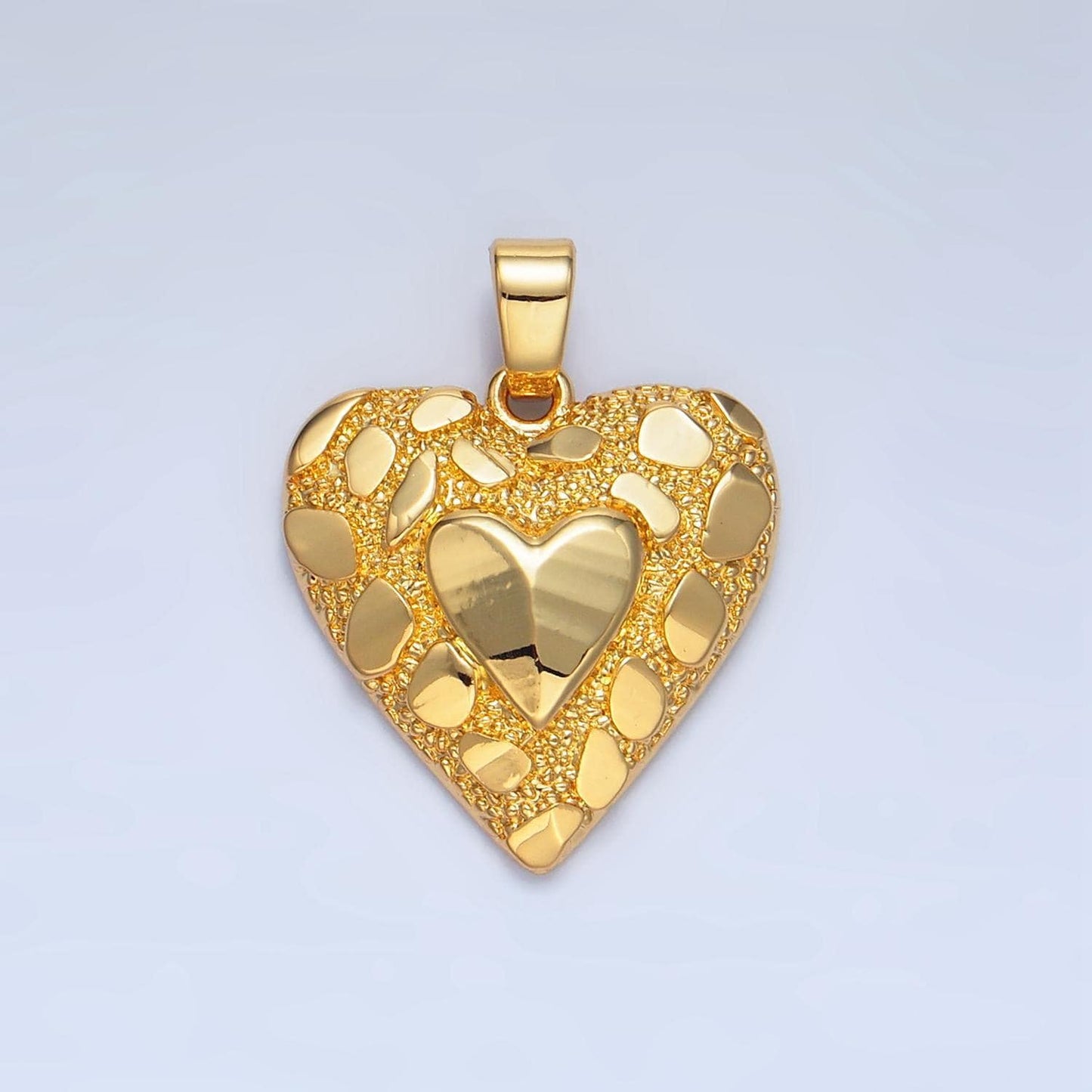 Gold heart mosaic tile charm for necklace pendant jewelry making supply aa793