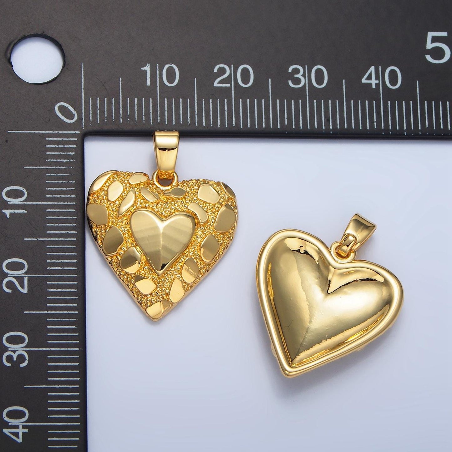 Gold heart mosaic tile charm for necklace pendant jewelry making supply aa793