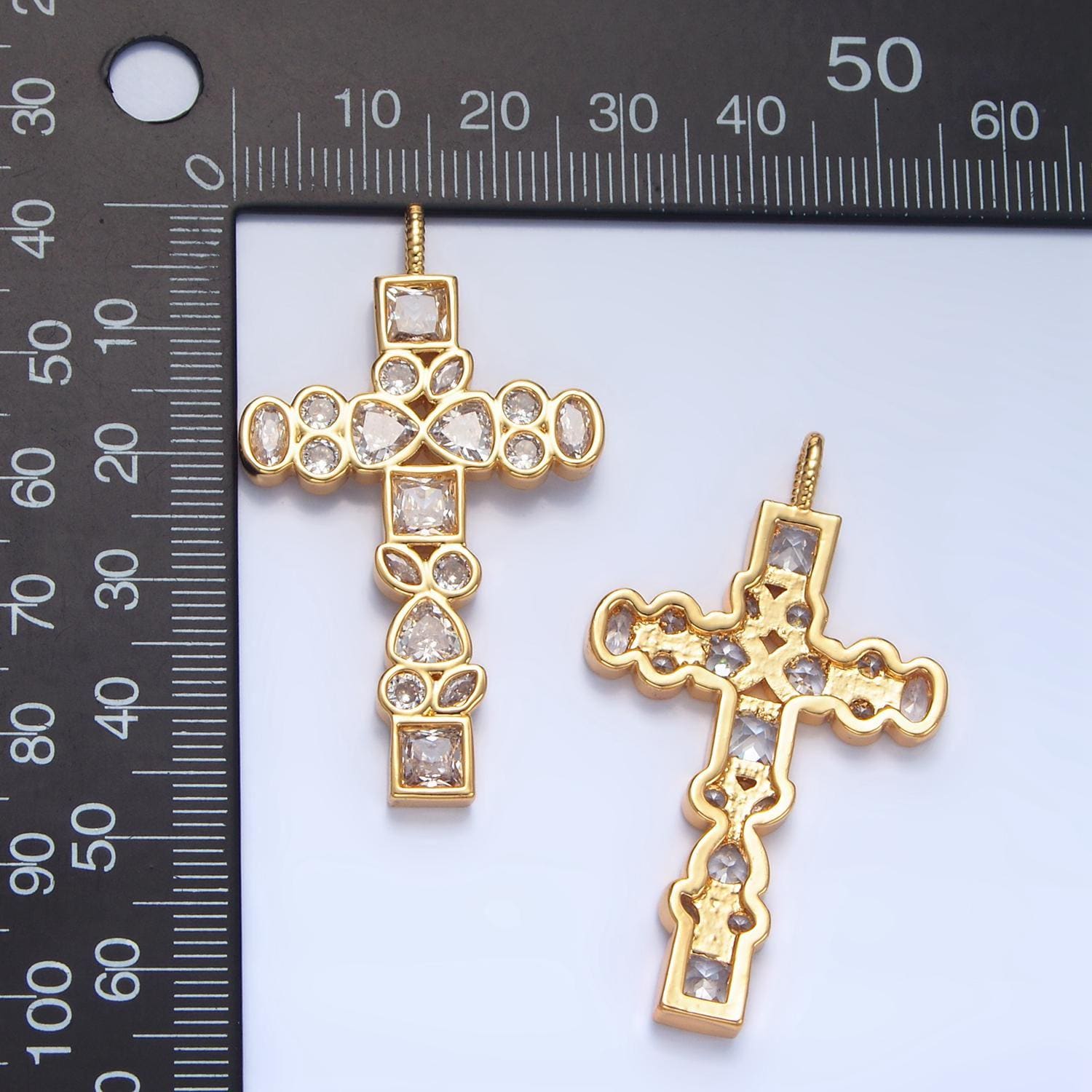 Clear cz geometric cross gold filled religious pendant | aa-785