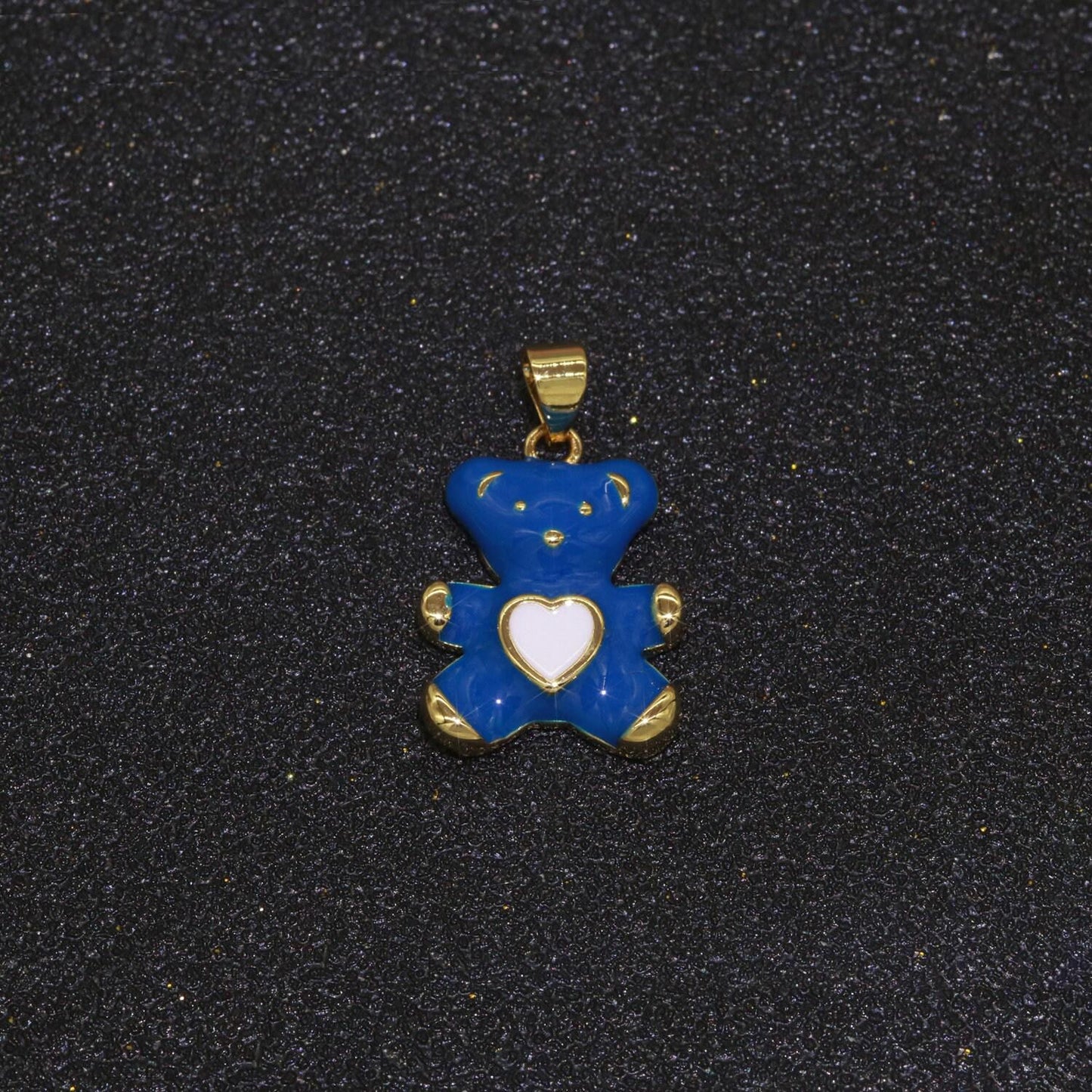 14k gold filled bear pendant teddy bear charm enamel animal panda charm, love charm kids retro 90s trend jewelry making supply