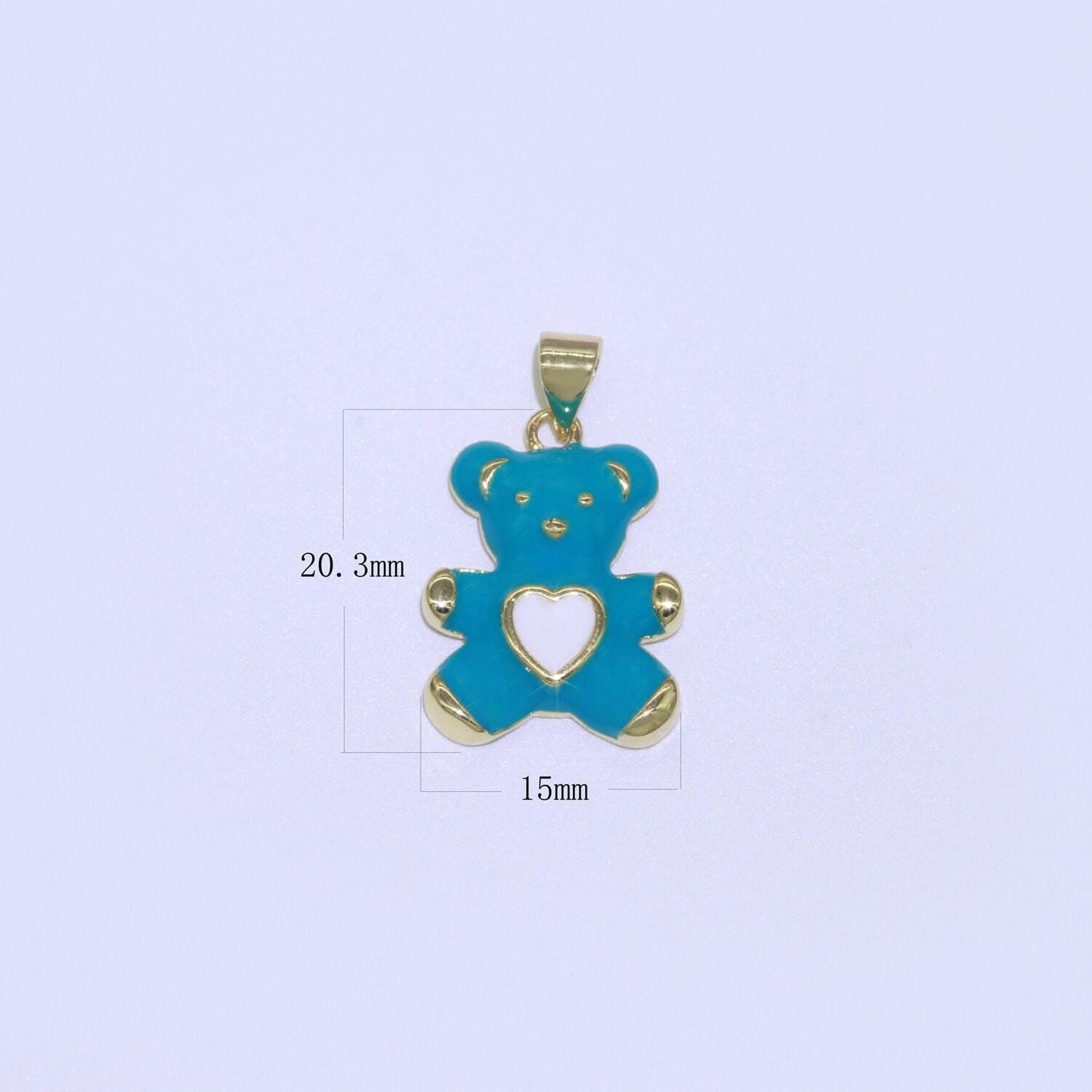 14k gold filled bear pendant teddy bear charm enamel animal panda charm, love charm kids retro 90s trend jewelry making supply