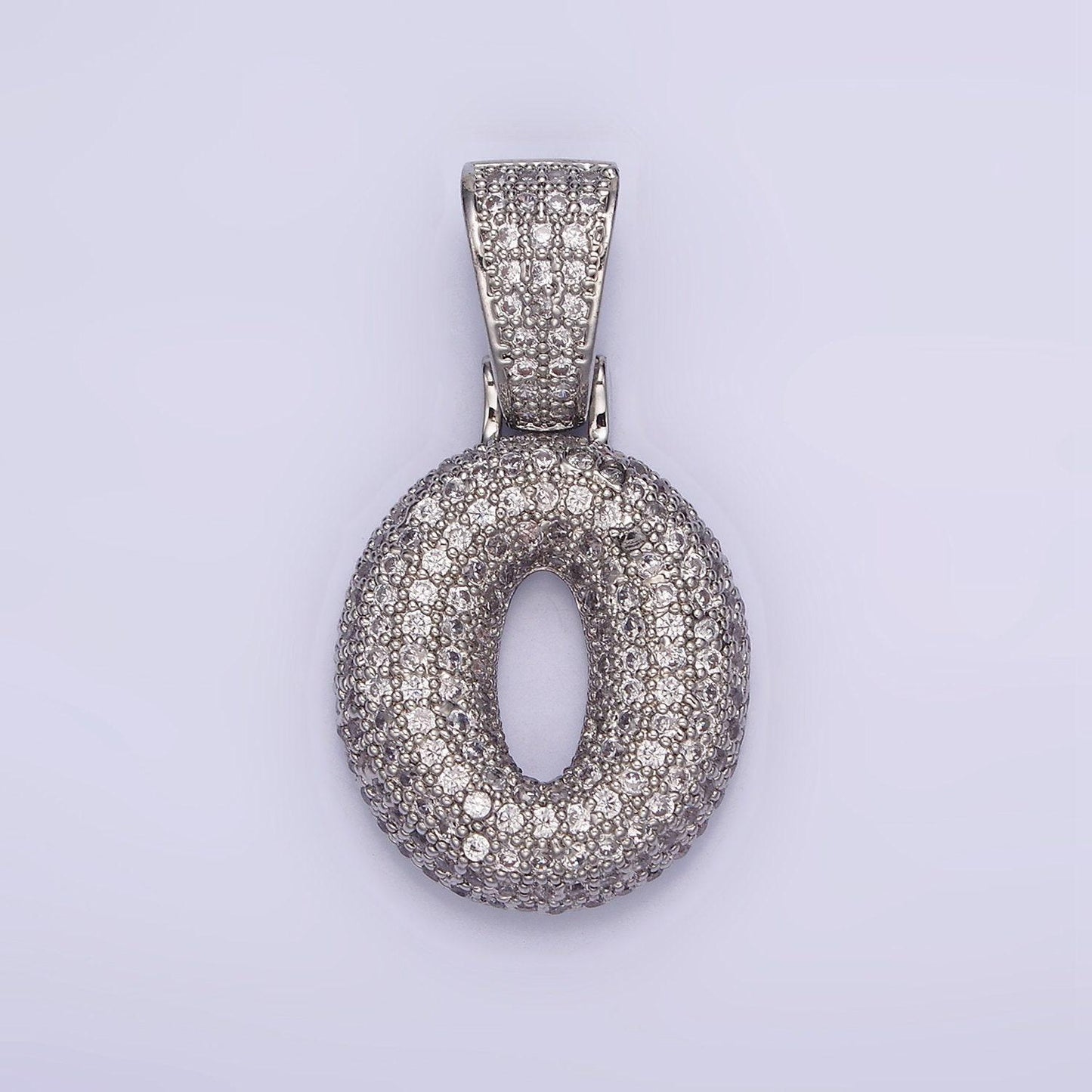 Silver bubble number pendant, hip hop bubble number cz pendant iced numeric charm pendant for men woman statement jewelry aa705